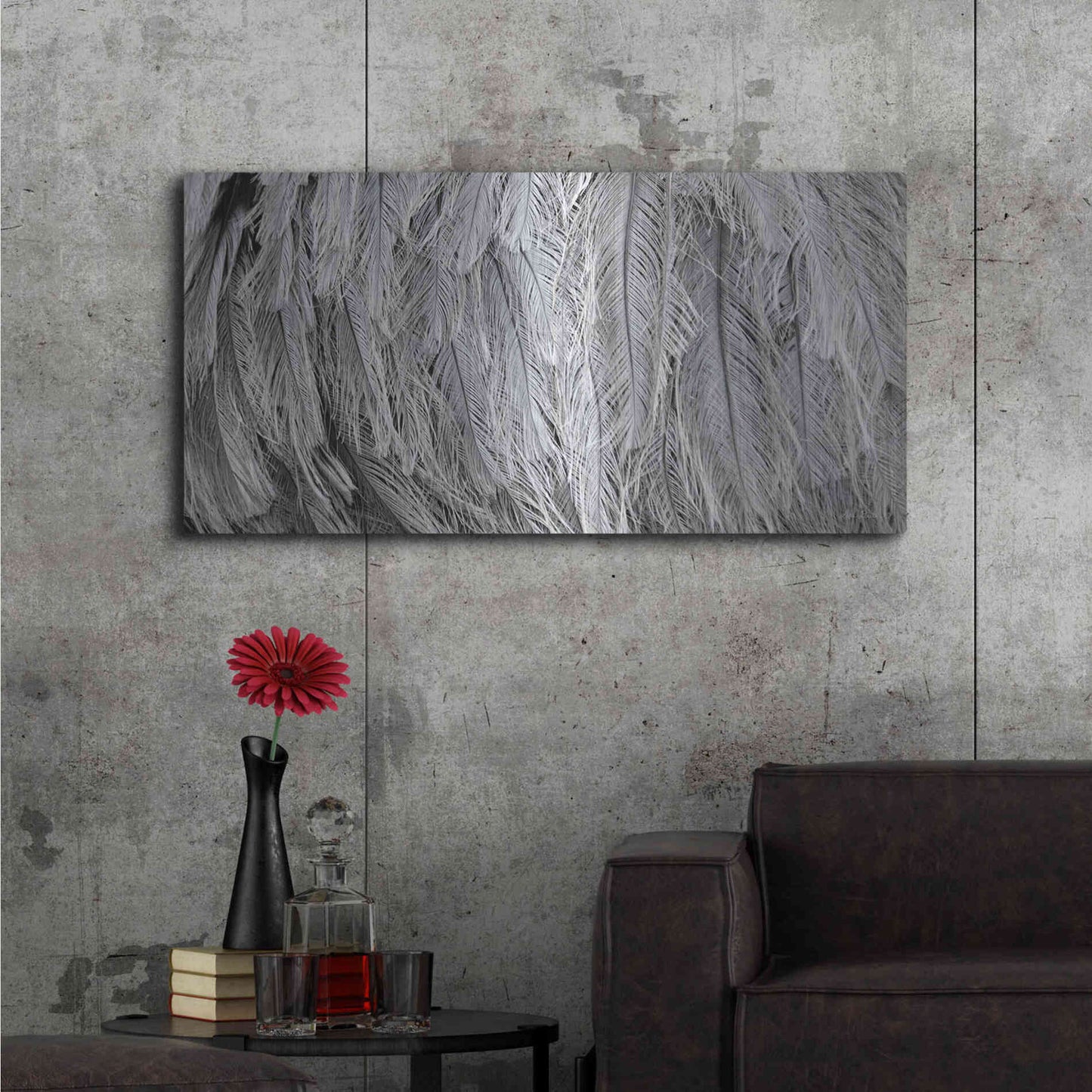 Luxe Metal Art 'Silver Feathers' by Lori Deiter, Metal Wall Art,48x24