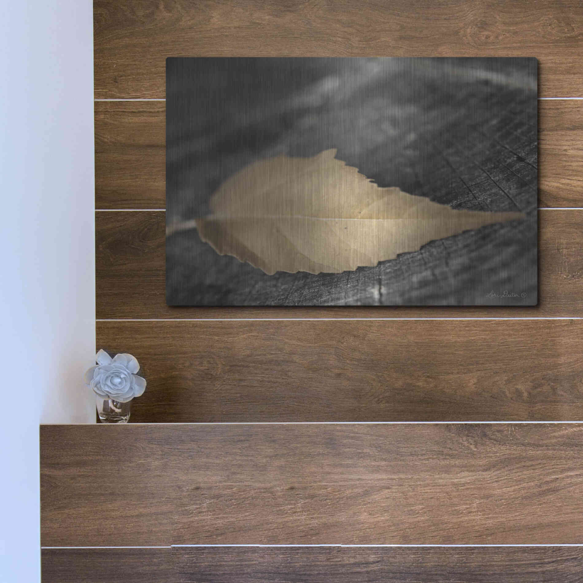 Luxe Metal Art 'Natural Gold Leaf' by Lori Deiter, Metal Wall Art,16x12