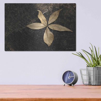 Luxe Metal Art 'Natural Buckeye Leaf' by Lori Deiter, Metal Wall Art,16x12