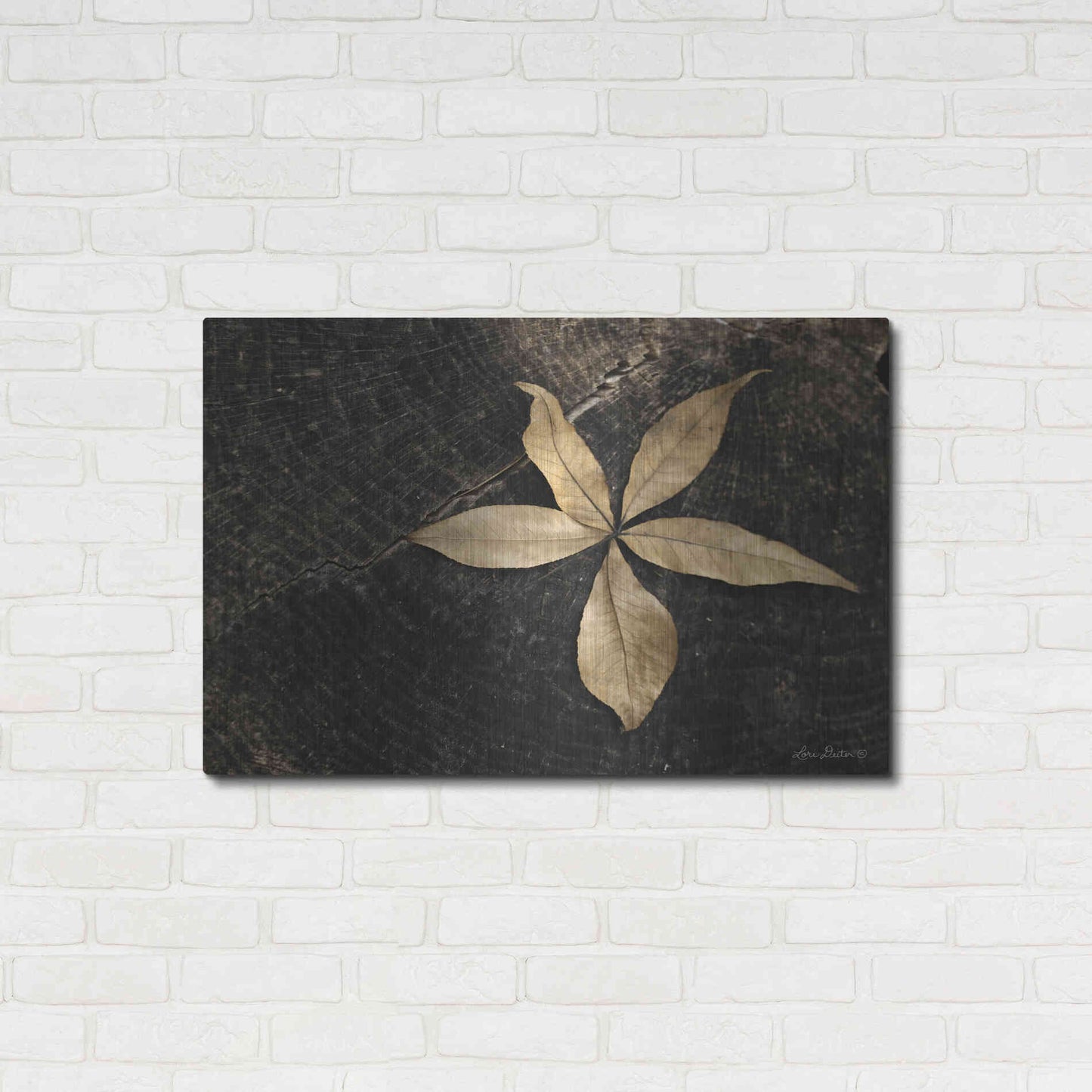Luxe Metal Art 'Natural Buckeye Leaf' by Lori Deiter, Metal Wall Art,36x24