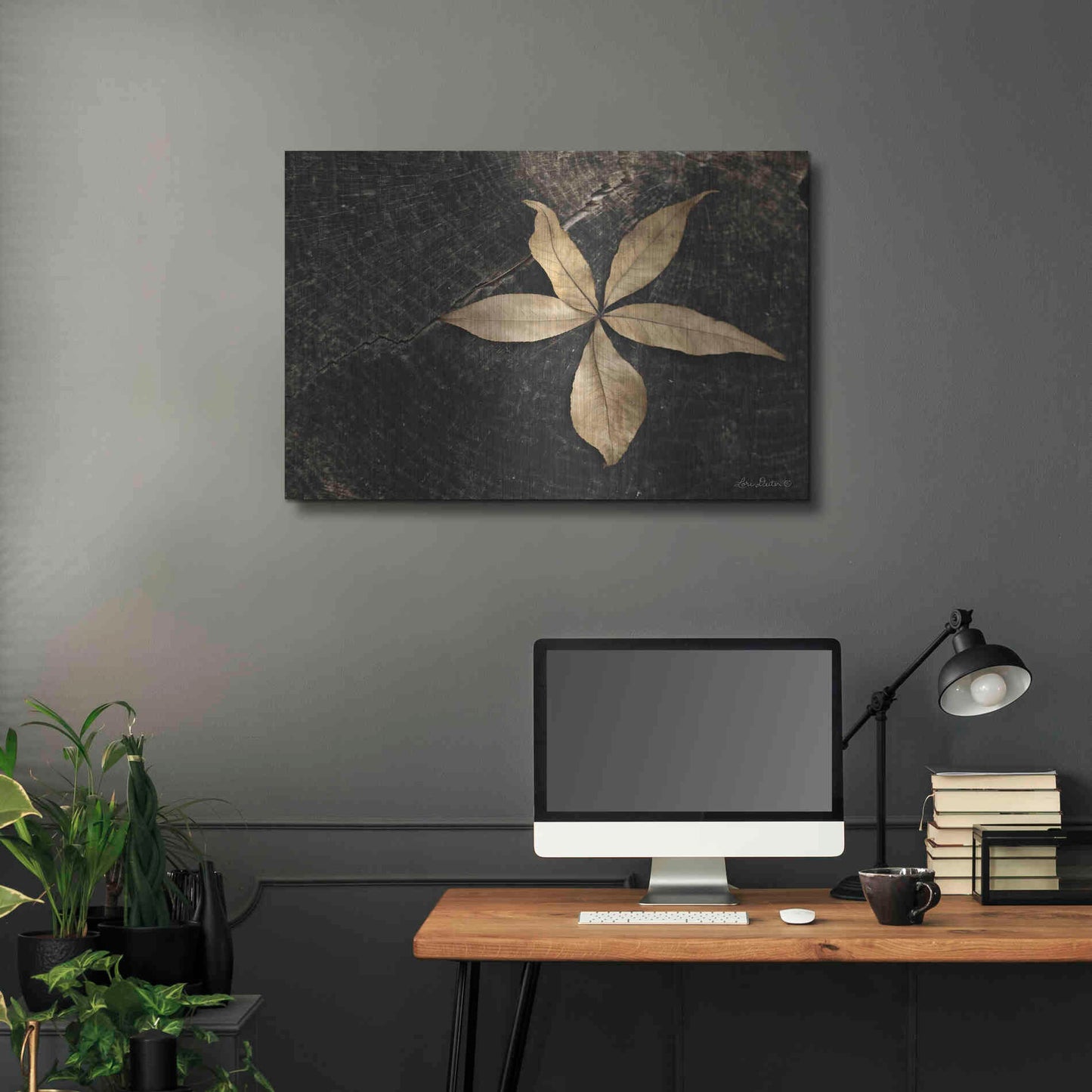 Luxe Metal Art 'Natural Buckeye Leaf' by Lori Deiter, Metal Wall Art,36x24