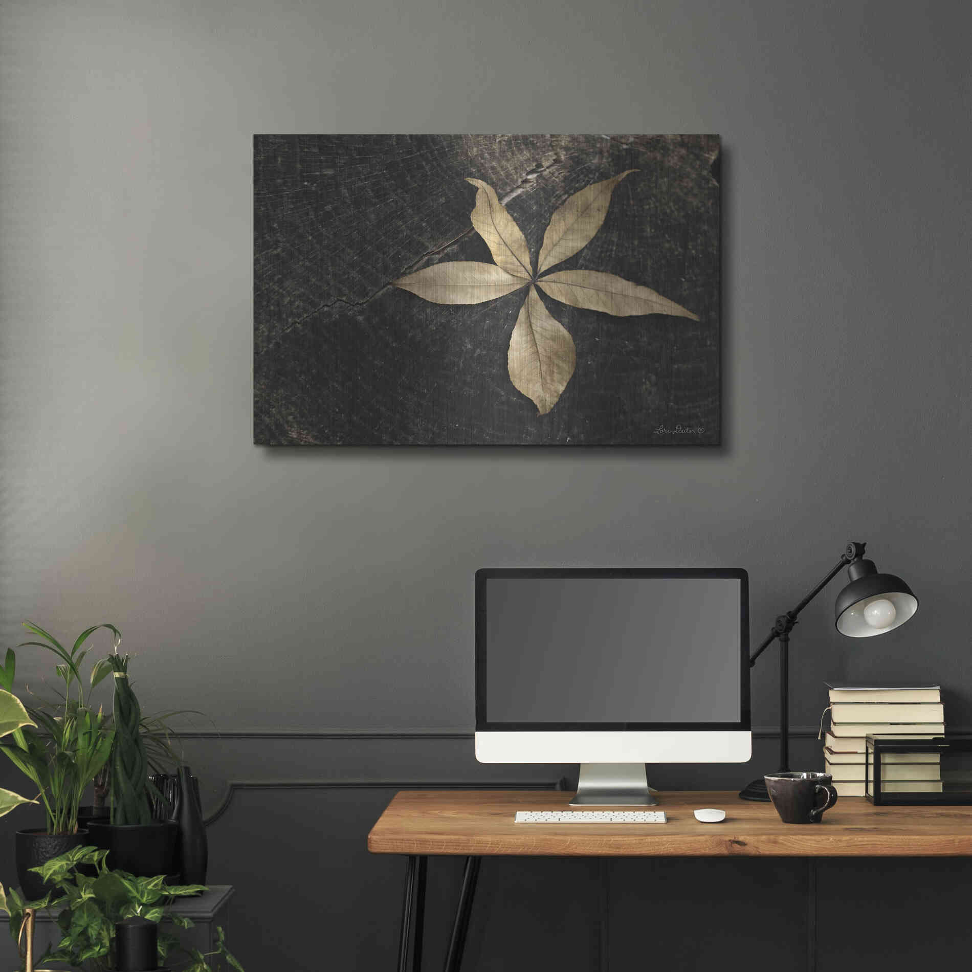Luxe Metal Art 'Natural Buckeye Leaf' by Lori Deiter, Metal Wall Art,36x24