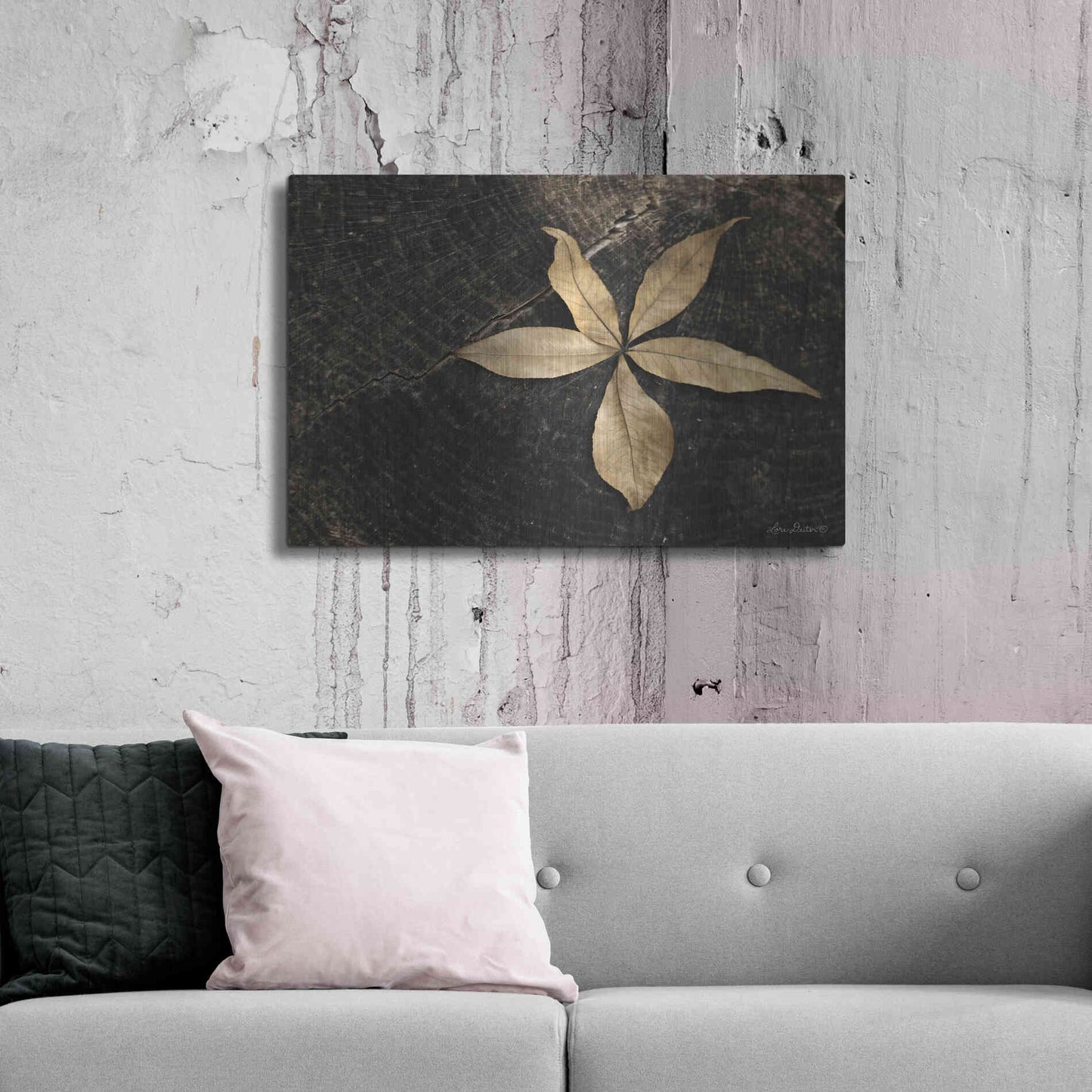 Luxe Metal Art 'Natural Buckeye Leaf' by Lori Deiter, Metal Wall Art,36x24