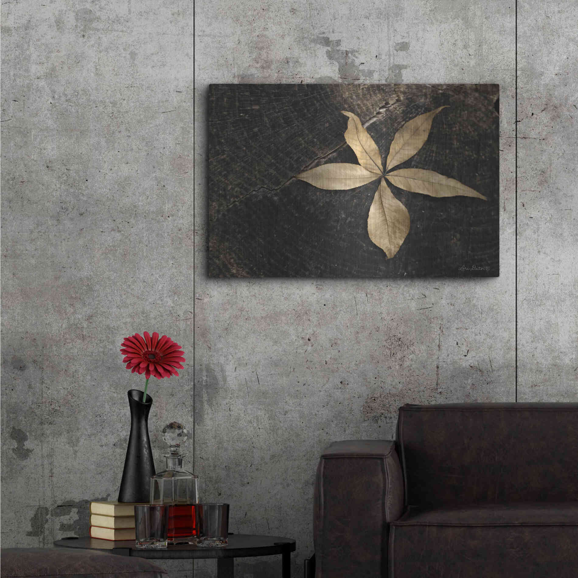 Luxe Metal Art 'Natural Buckeye Leaf' by Lori Deiter, Metal Wall Art,36x24