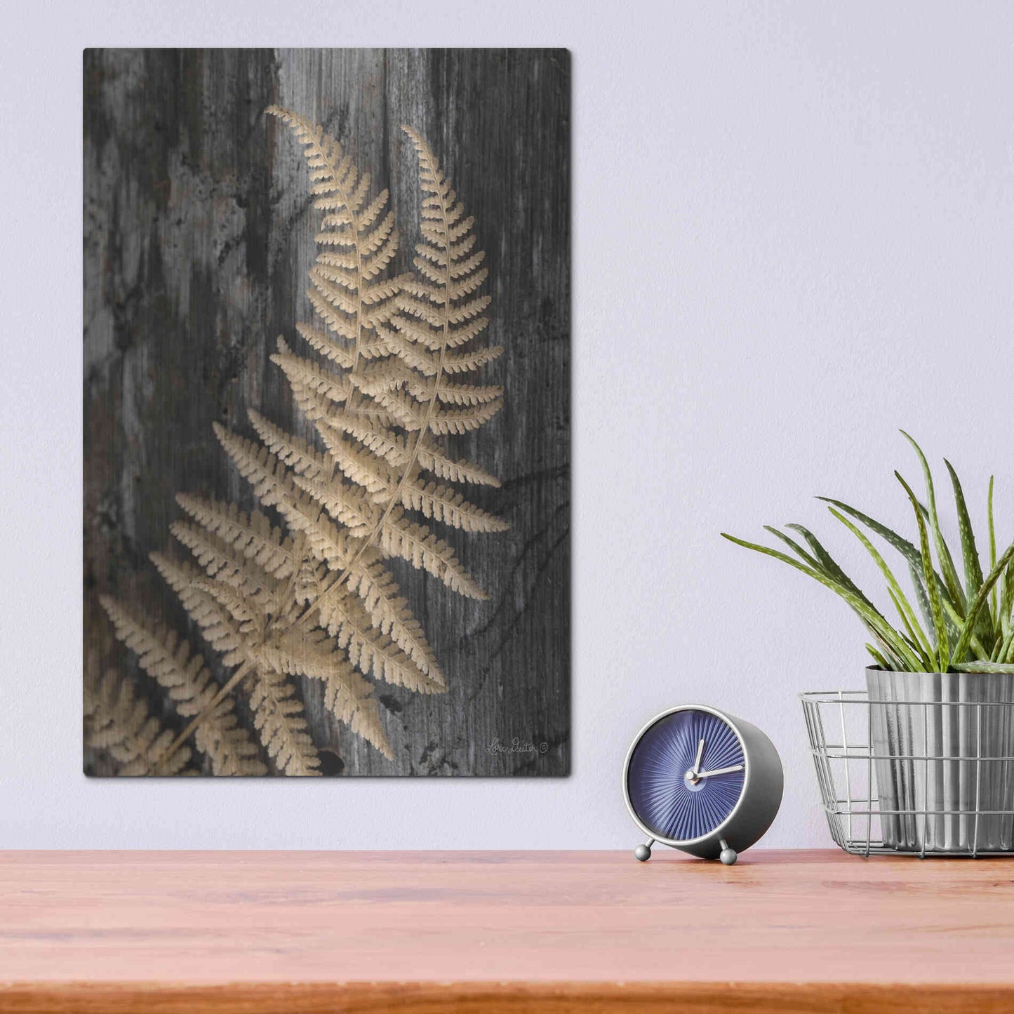 Luxe Metal Art 'Natural Gold Fern' by Lori Deiter, Metal Wall Art,12x16