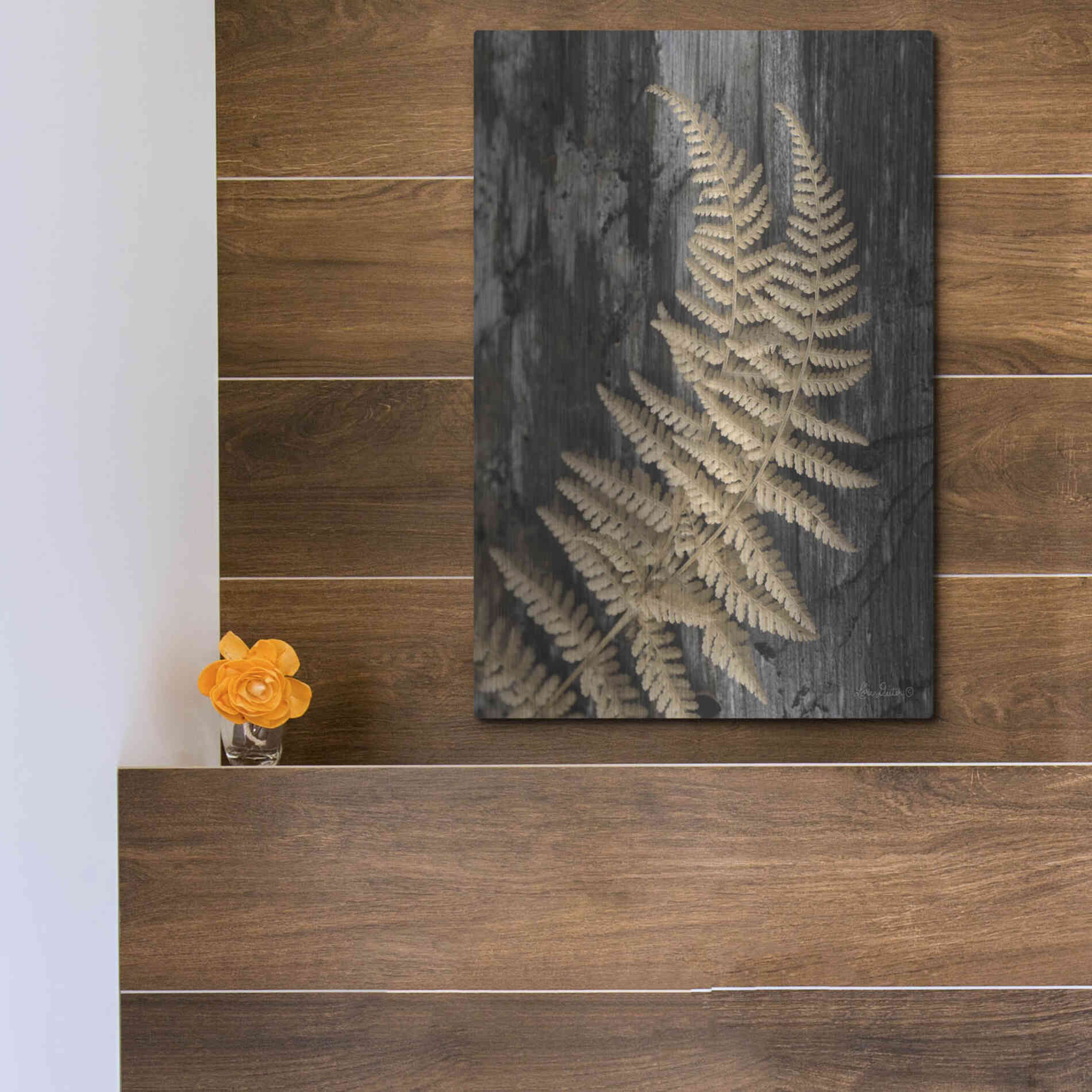 Luxe Metal Art 'Natural Gold Fern' by Lori Deiter, Metal Wall Art,12x16