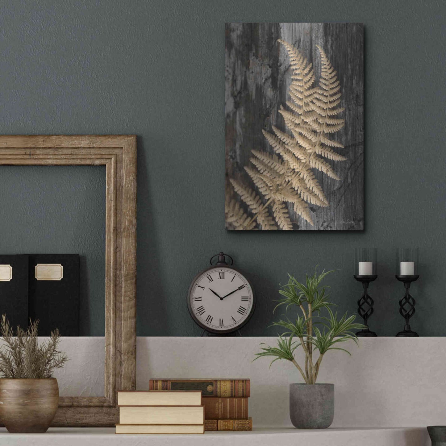 Luxe Metal Art 'Natural Gold Fern' by Lori Deiter, Metal Wall Art,12x16