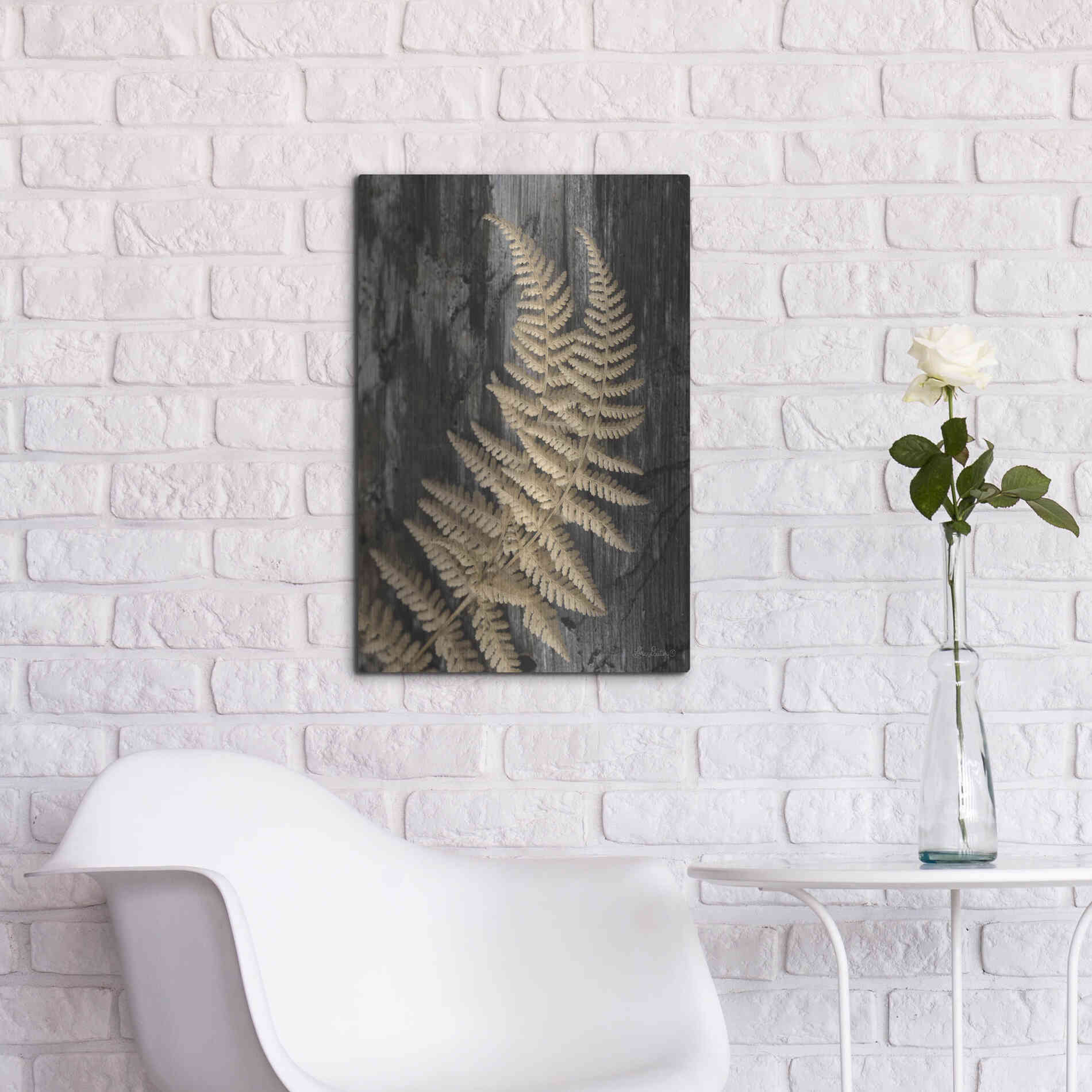 Luxe Metal Art 'Natural Gold Fern' by Lori Deiter, Metal Wall Art,16x24