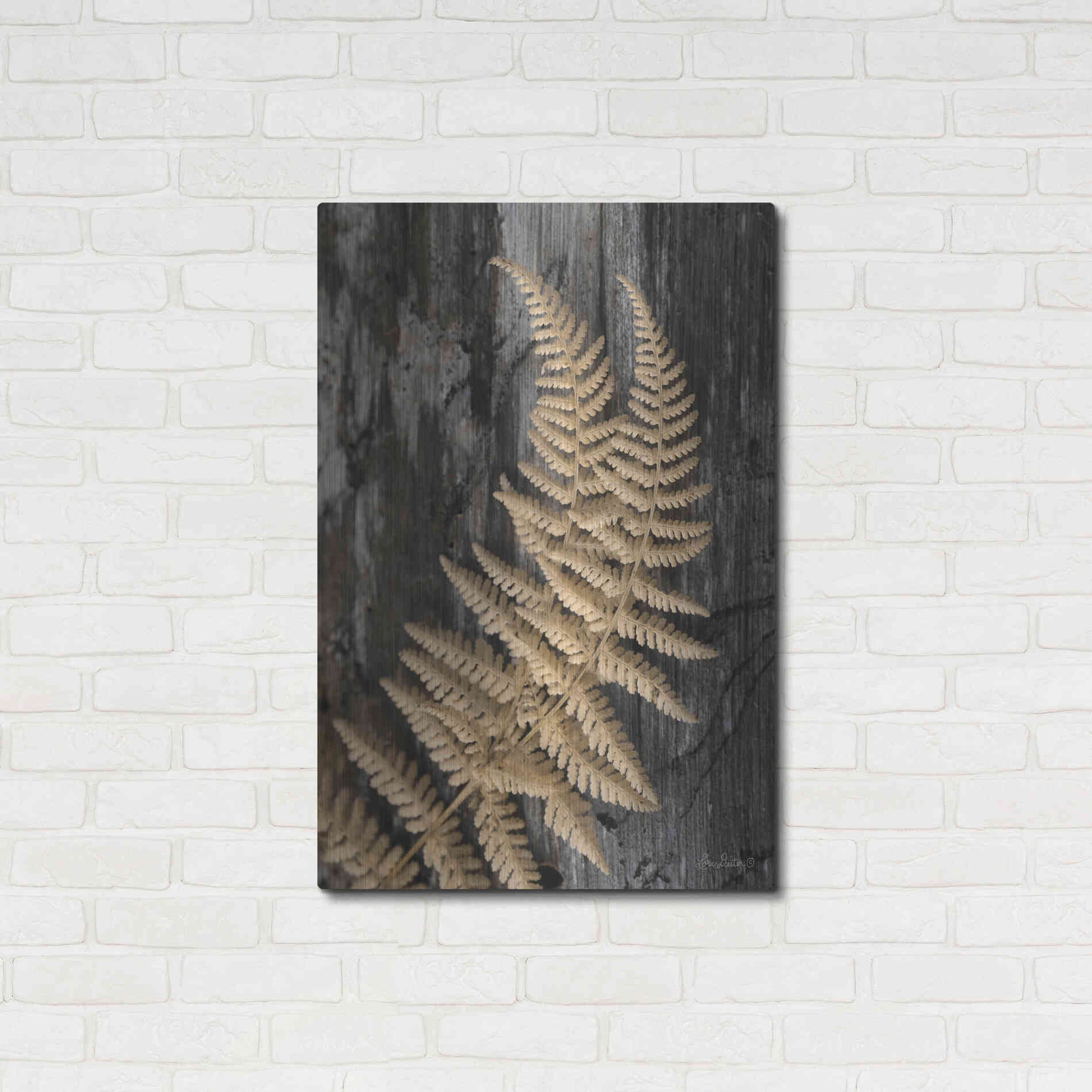 Luxe Metal Art 'Natural Gold Fern' by Lori Deiter, Metal Wall Art,24x36