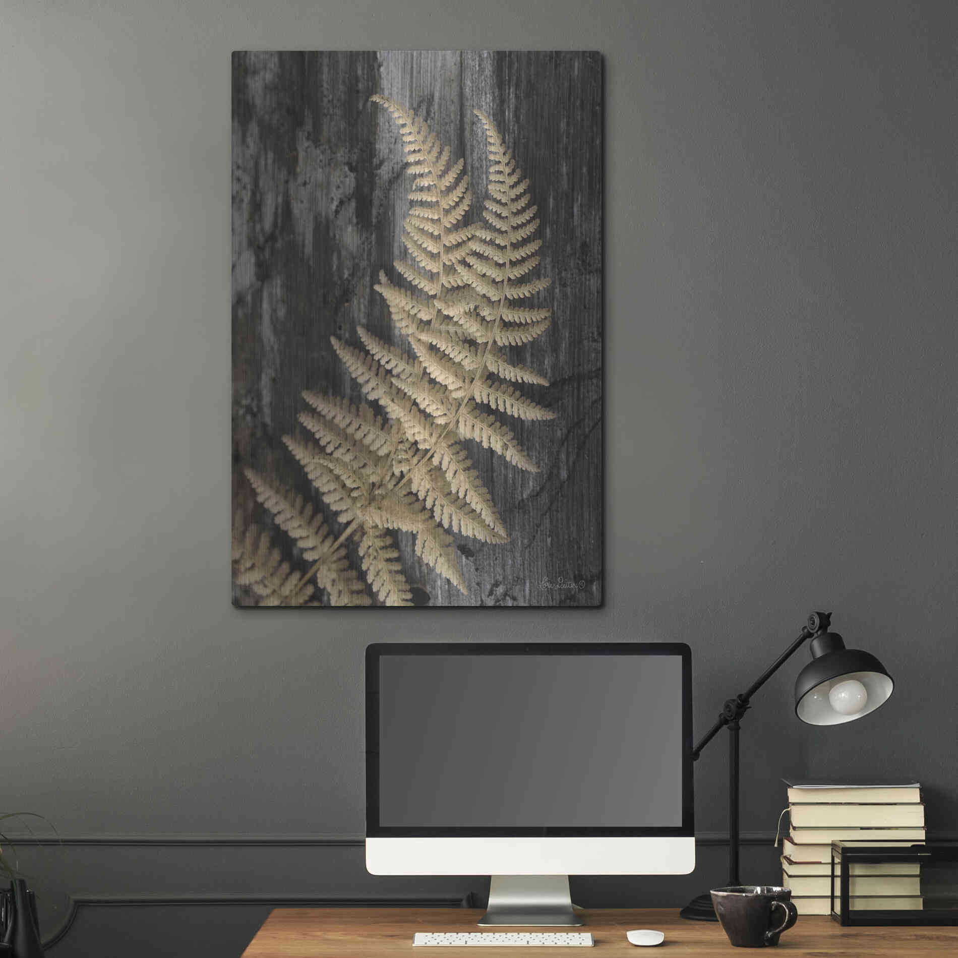 Luxe Metal Art 'Natural Gold Fern' by Lori Deiter, Metal Wall Art,24x36