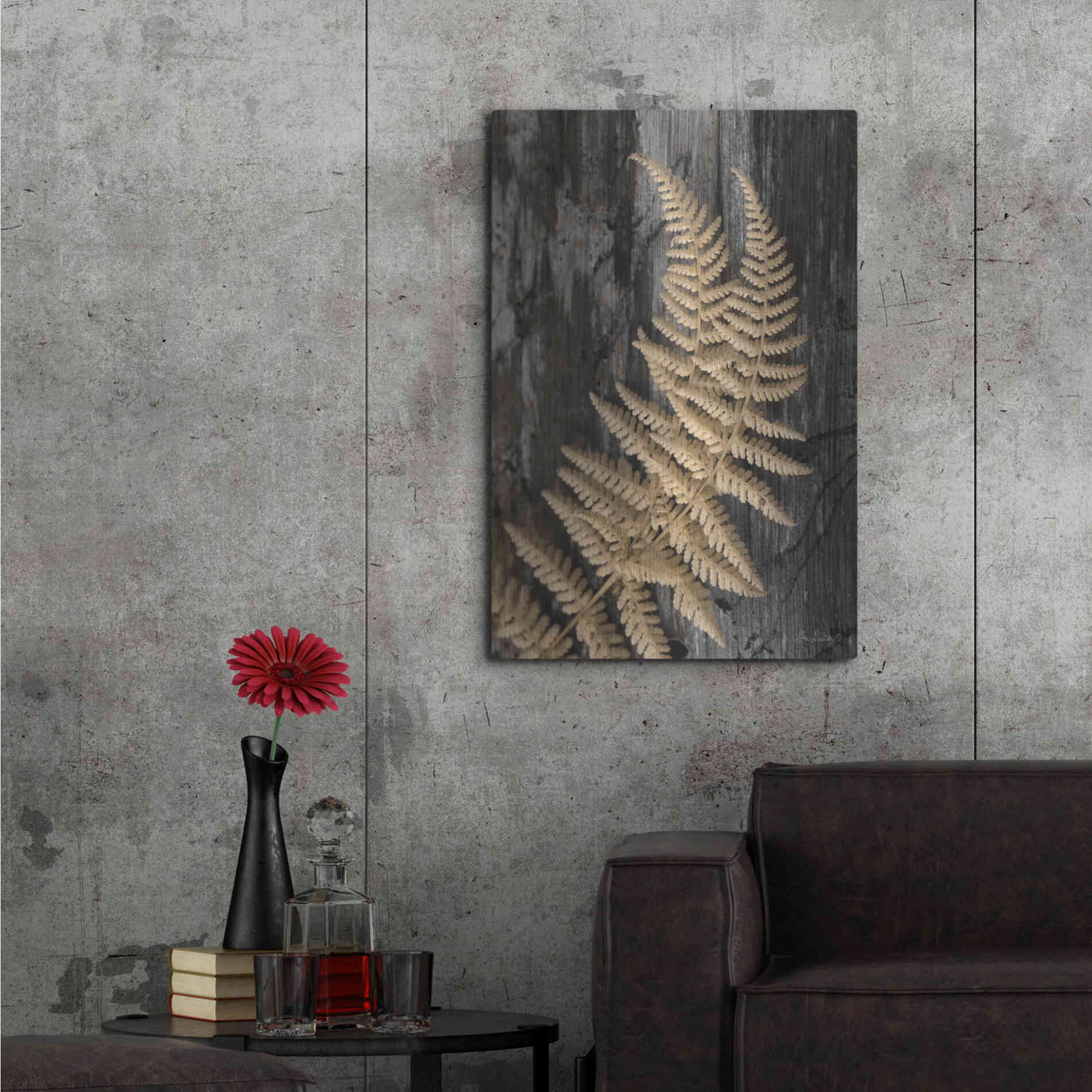 Luxe Metal Art 'Natural Gold Fern' by Lori Deiter, Metal Wall Art,24x36