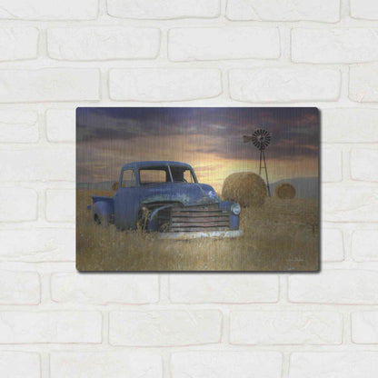 Luxe Metal Art 'Old Chevy with Windmill' by Lori Deiter, Metal Wall Art,16x12