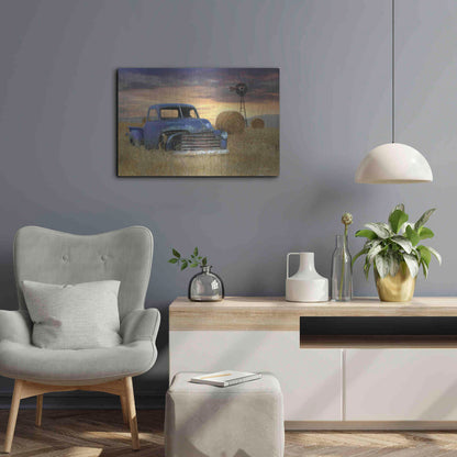 Luxe Metal Art 'Old Chevy with Windmill' by Lori Deiter, Metal Wall Art,24x16