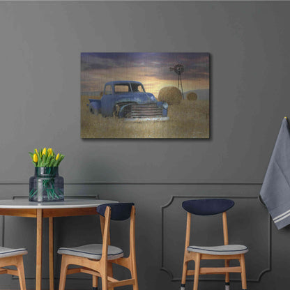 Luxe Metal Art 'Old Chevy with Windmill' by Lori Deiter, Metal Wall Art,36x24