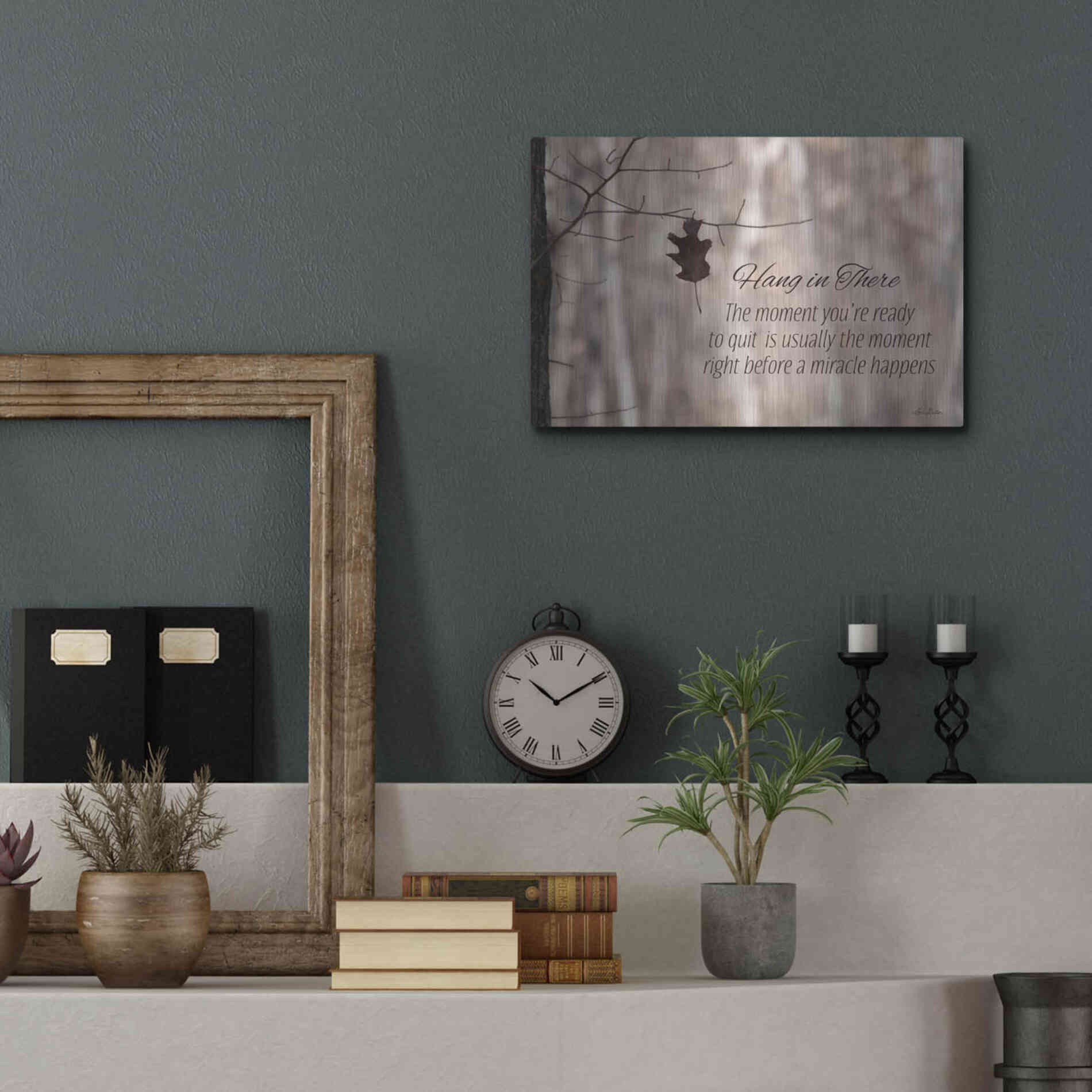 Luxe Metal Art 'Hang in There' by Lori Deiter, Metal Wall Art,16x12