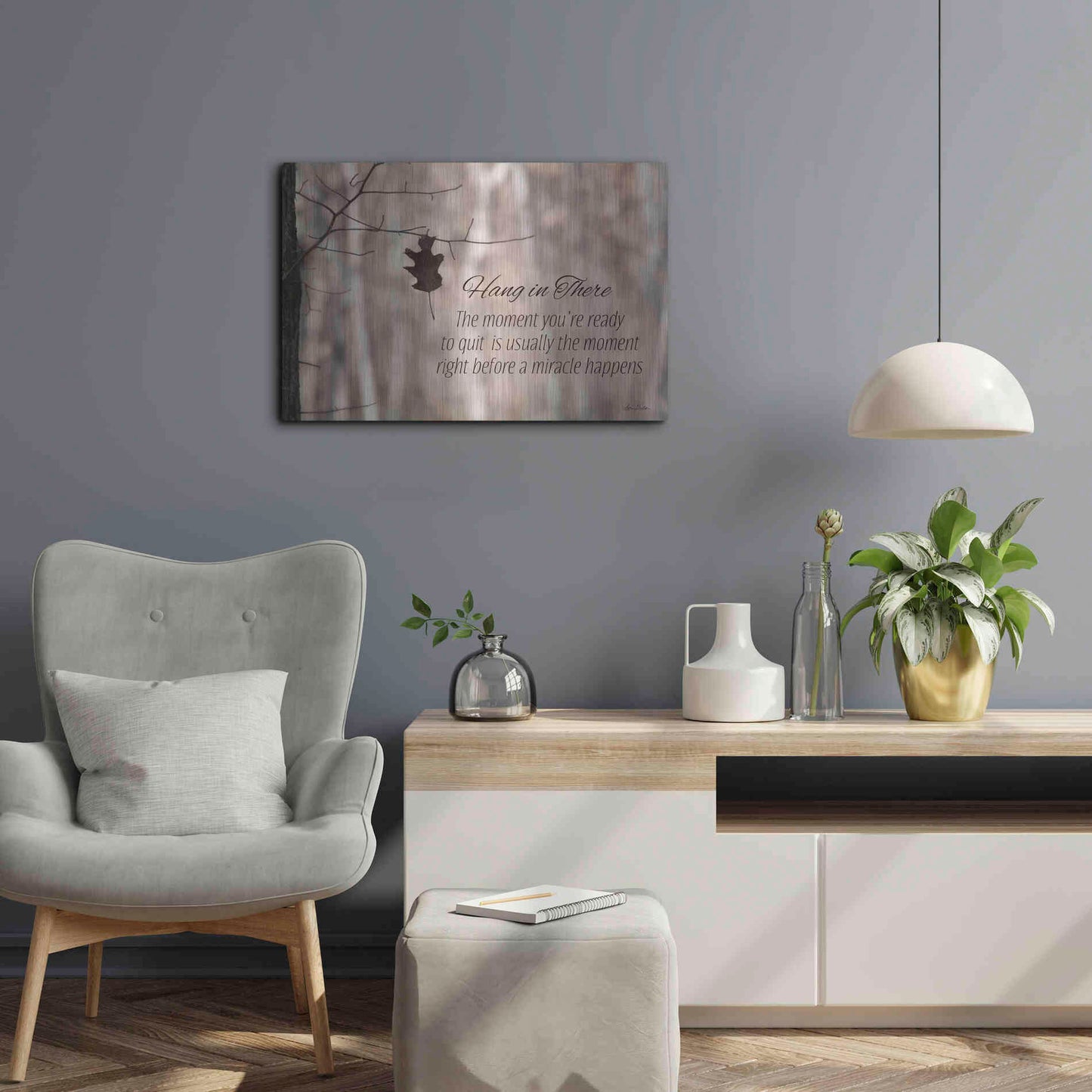 Luxe Metal Art 'Hang in There' by Lori Deiter, Metal Wall Art,24x16