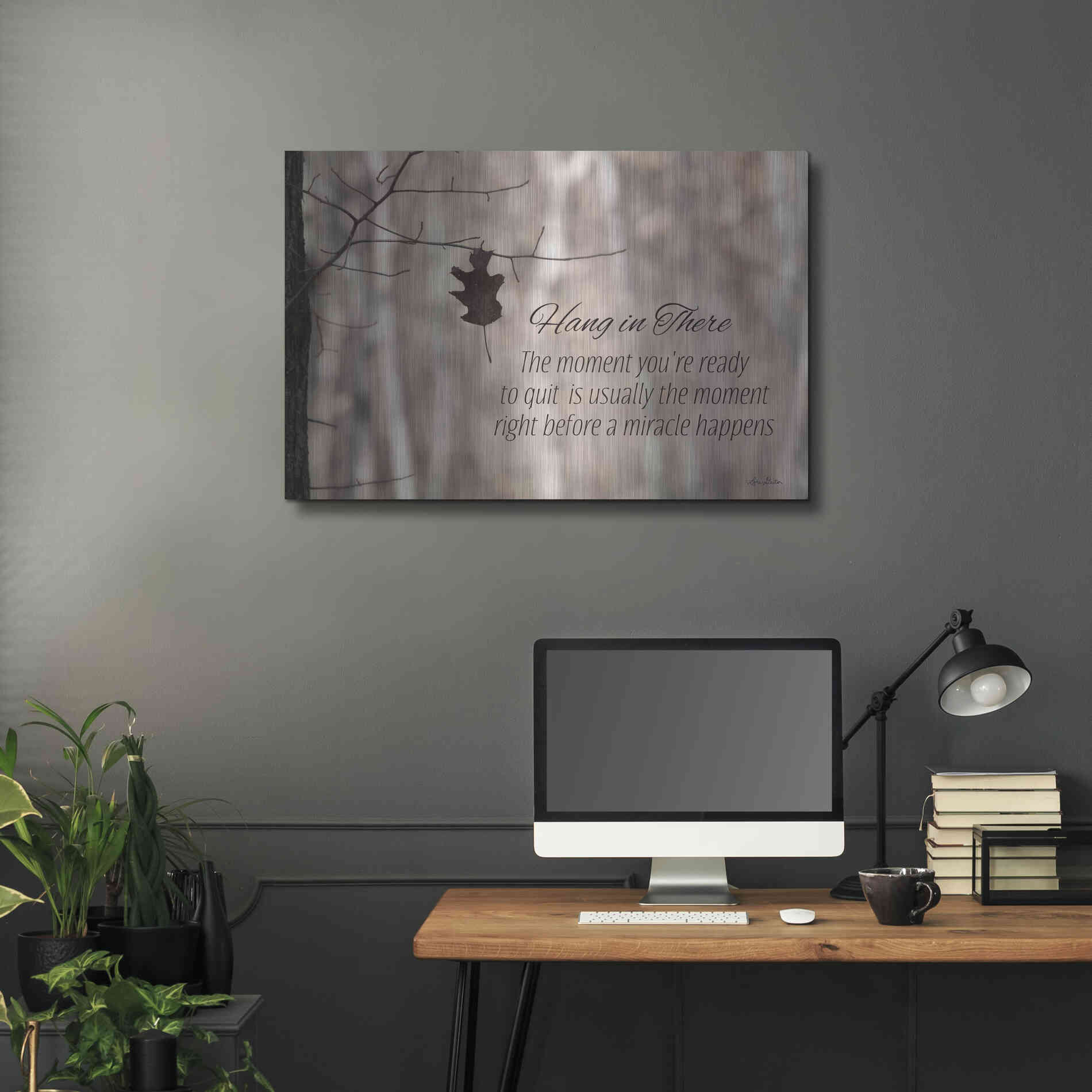 Luxe Metal Art 'Hang in There' by Lori Deiter, Metal Wall Art,36x24