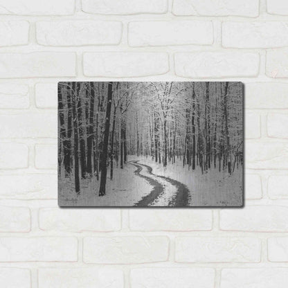 Luxe Metal Art 'Snowy Road' by Lori Deiter, Metal Wall Art,16x12