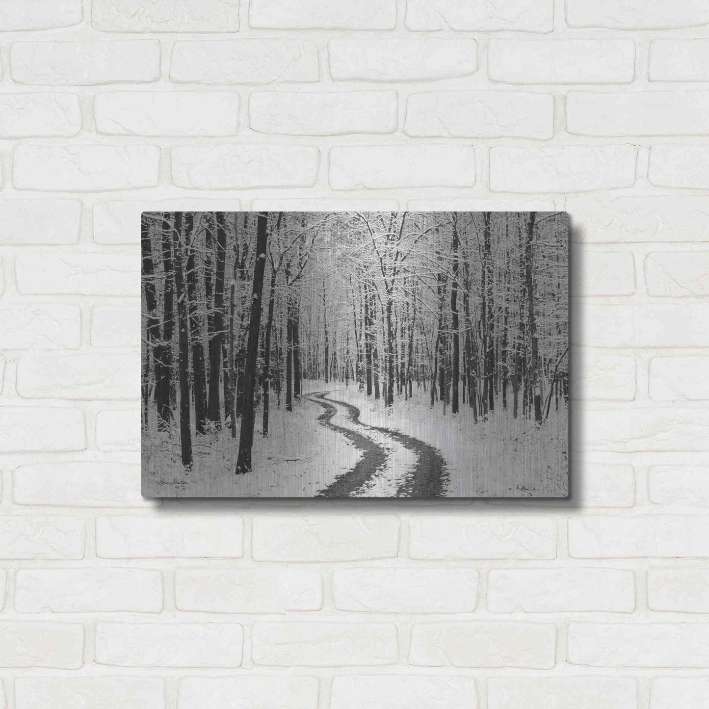 Luxe Metal Art 'Snowy Road' by Lori Deiter, Metal Wall Art,24x16