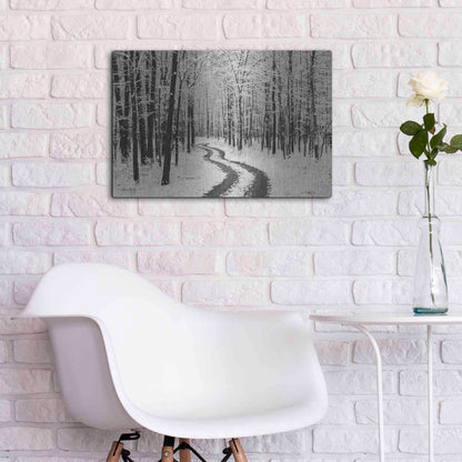 Luxe Metal Art 'Snowy Road' by Lori Deiter, Metal Wall Art,24x16
