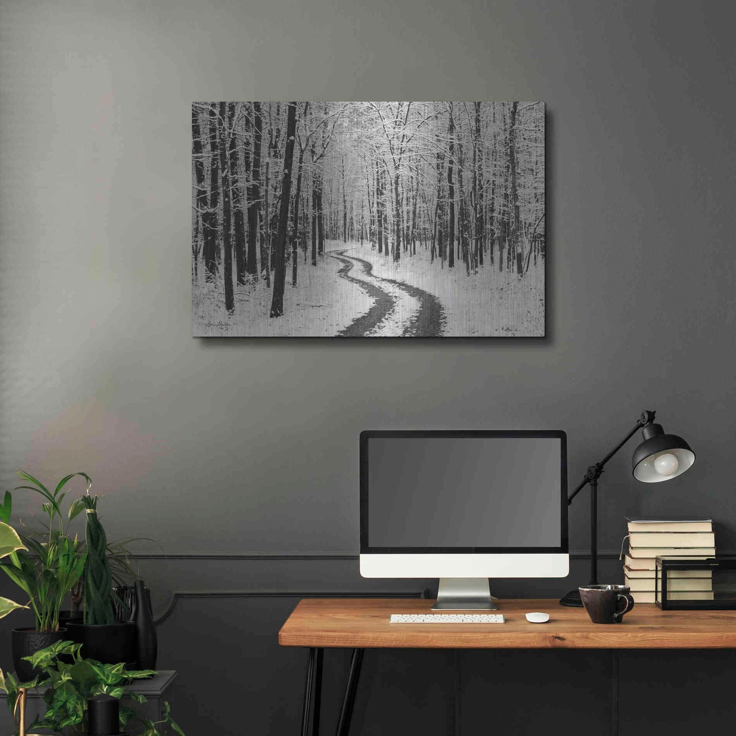Luxe Metal Art 'Snowy Road' by Lori Deiter, Metal Wall Art,36x24