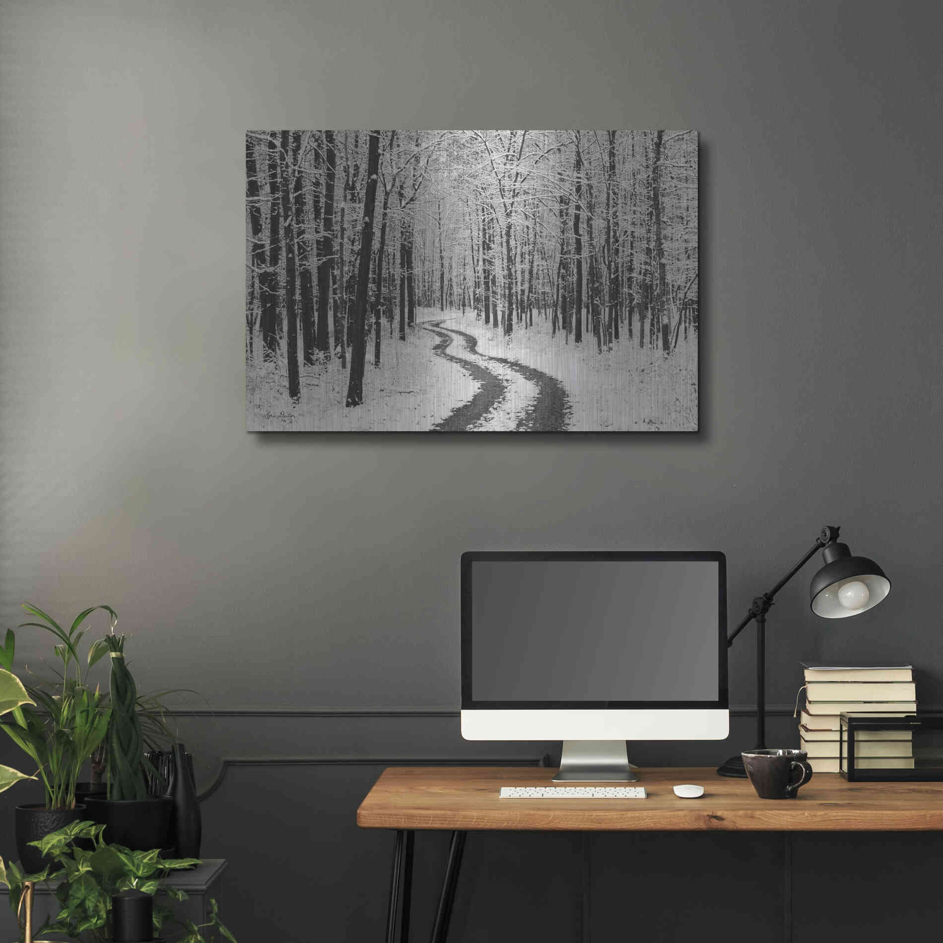 Luxe Metal Art 'Snowy Road' by Lori Deiter, Metal Wall Art,36x24
