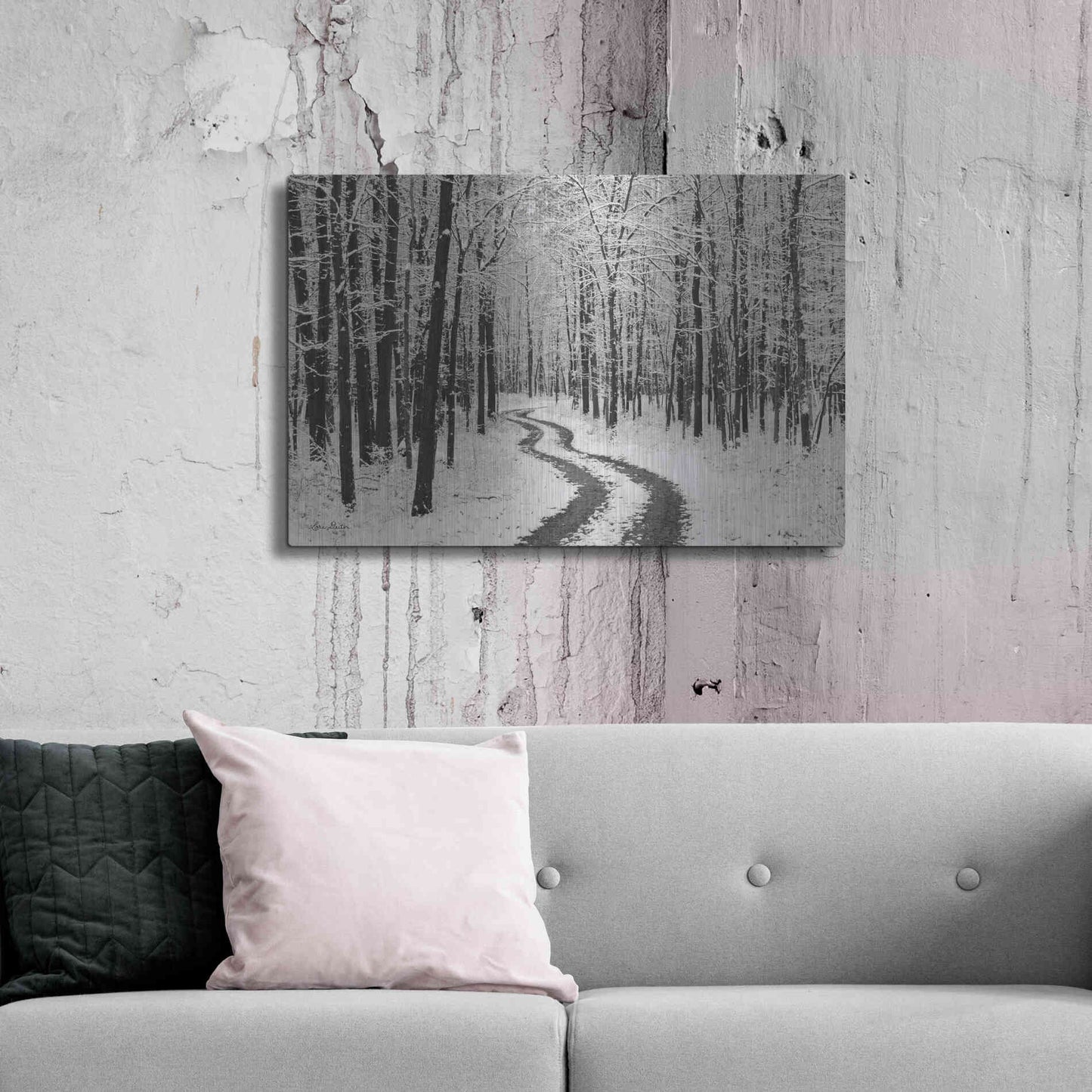 Luxe Metal Art 'Snowy Road' by Lori Deiter, Metal Wall Art,36x24