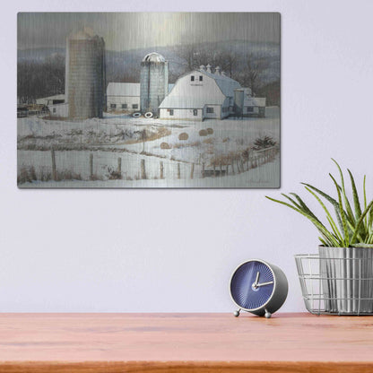 Luxe Metal Art 'The Lake Farm' by Lori Deiter, Metal Wall Art,16x12