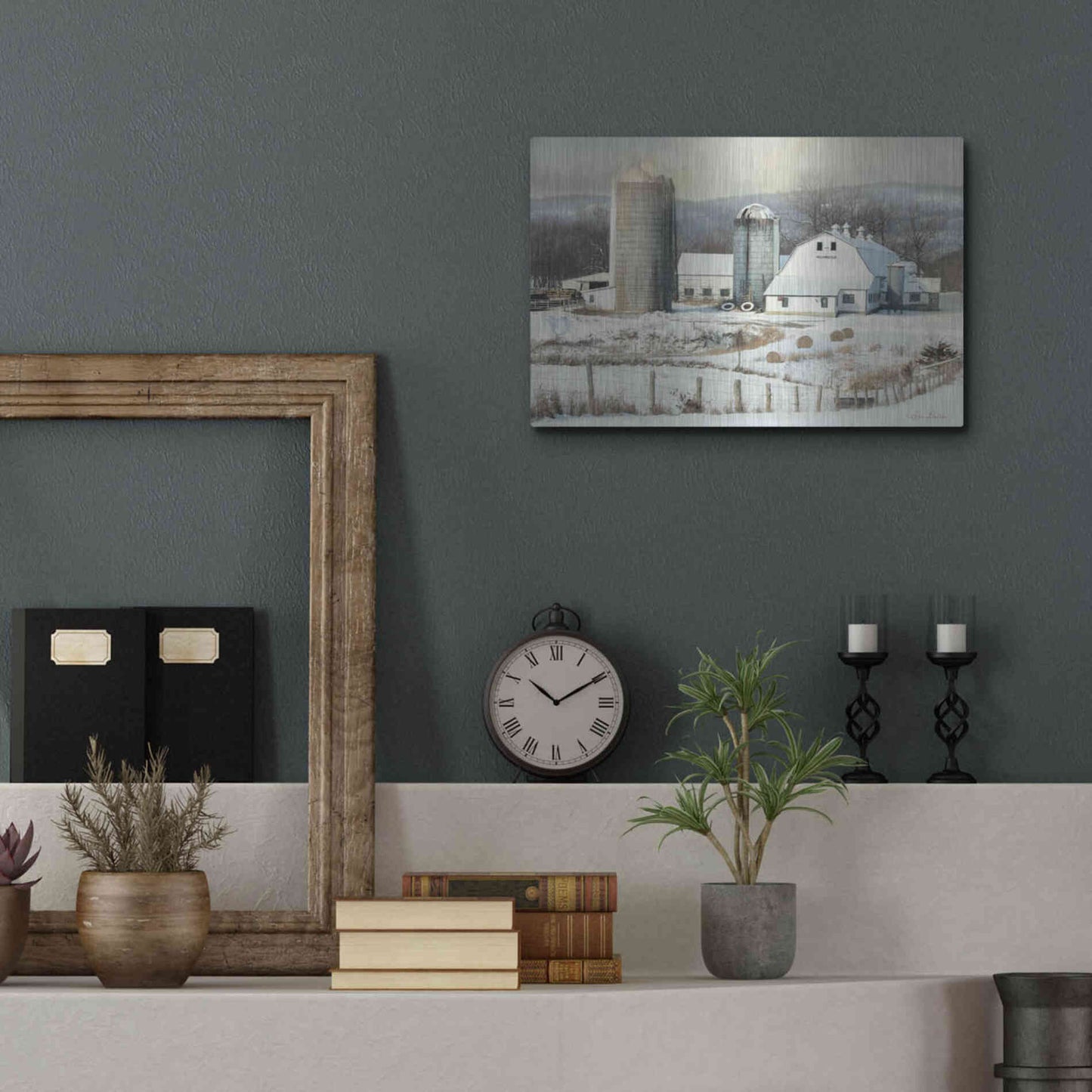 Luxe Metal Art 'The Lake Farm' by Lori Deiter, Metal Wall Art,16x12