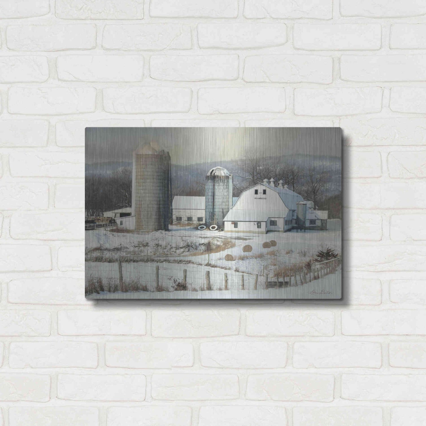 Luxe Metal Art 'The Lake Farm' by Lori Deiter, Metal Wall Art,24x16