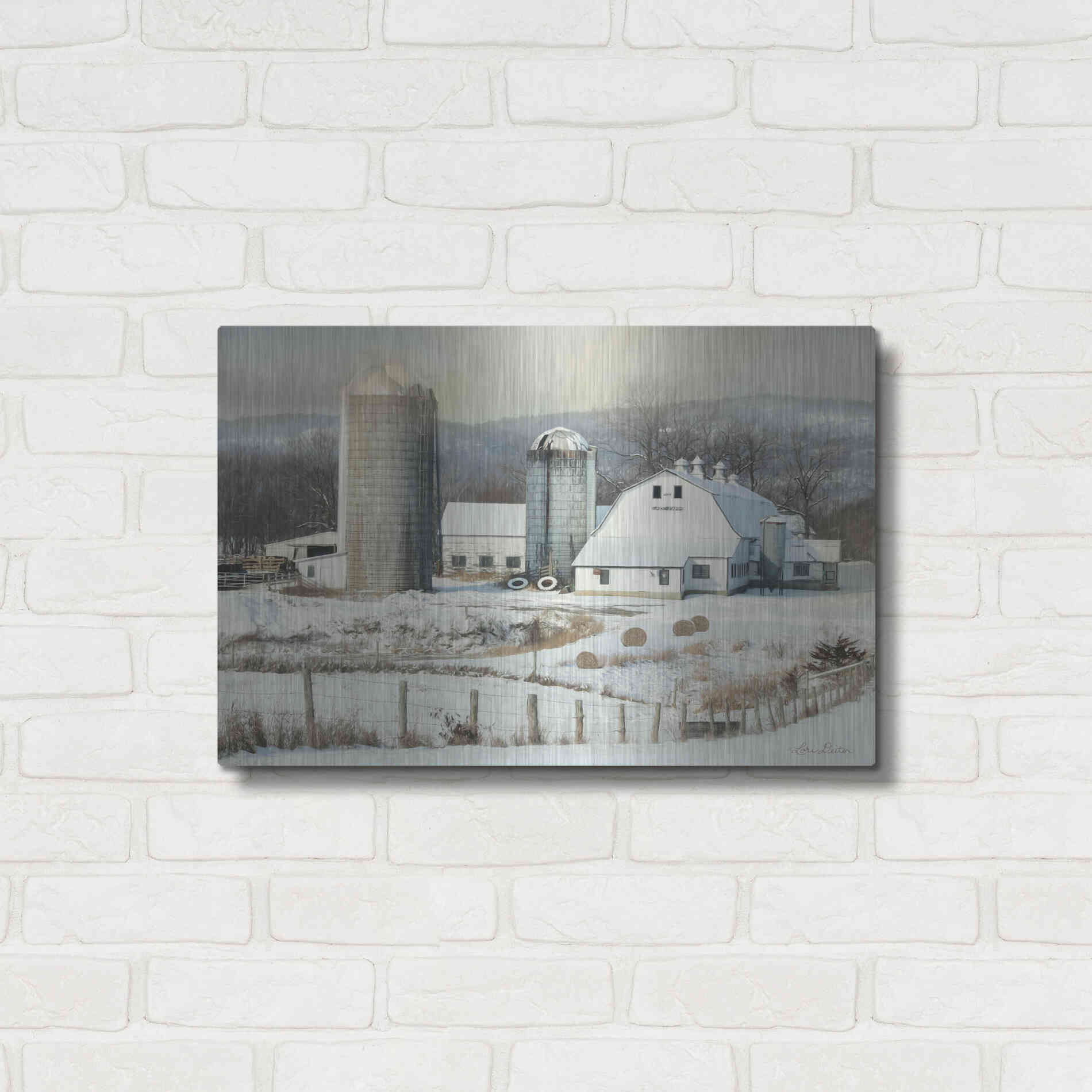 Luxe Metal Art 'The Lake Farm' by Lori Deiter, Metal Wall Art,24x16