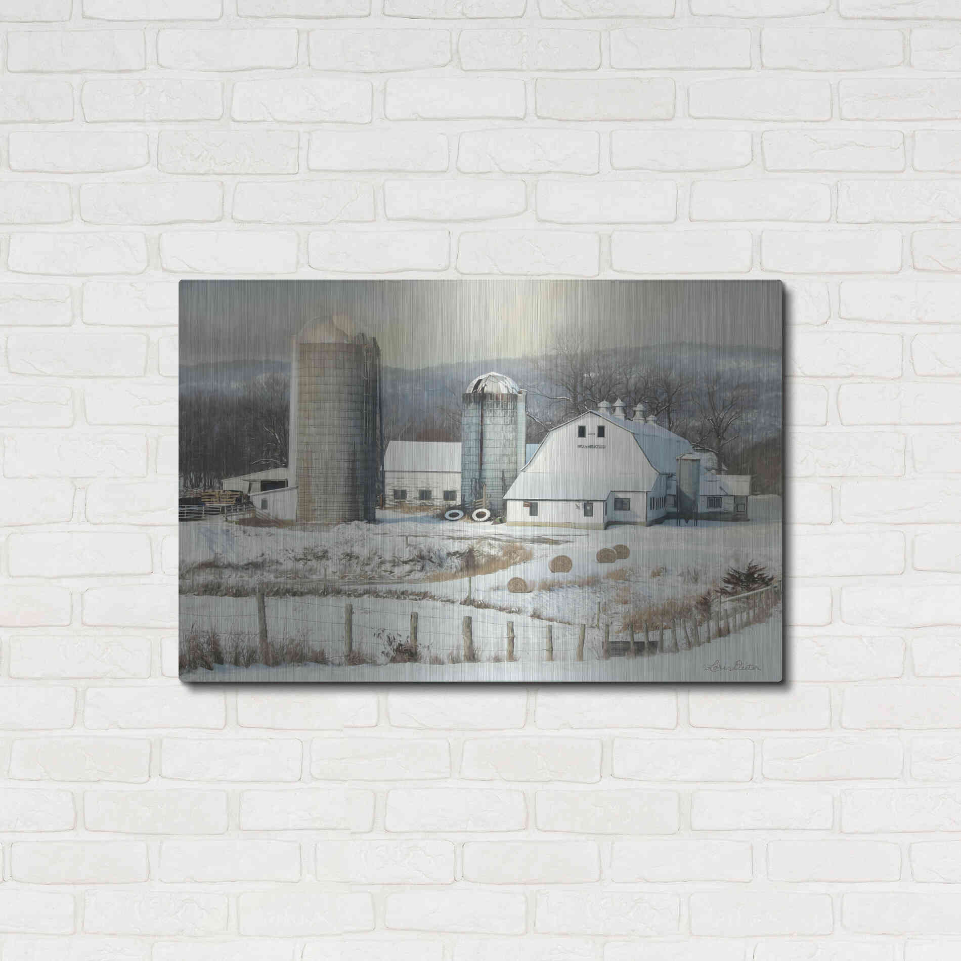 Luxe Metal Art 'The Lake Farm' by Lori Deiter, Metal Wall Art,36x24