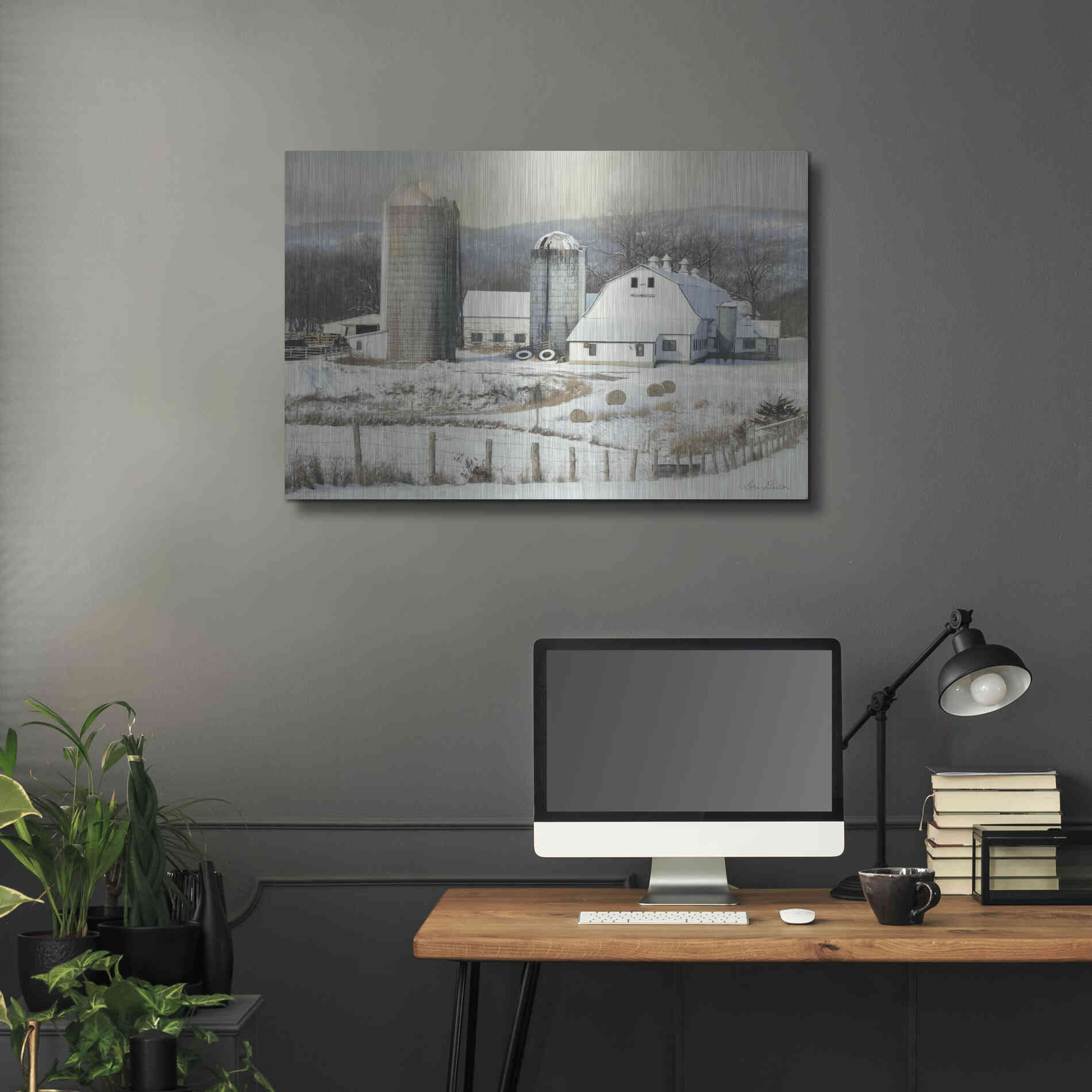 Luxe Metal Art 'The Lake Farm' by Lori Deiter, Metal Wall Art,36x24