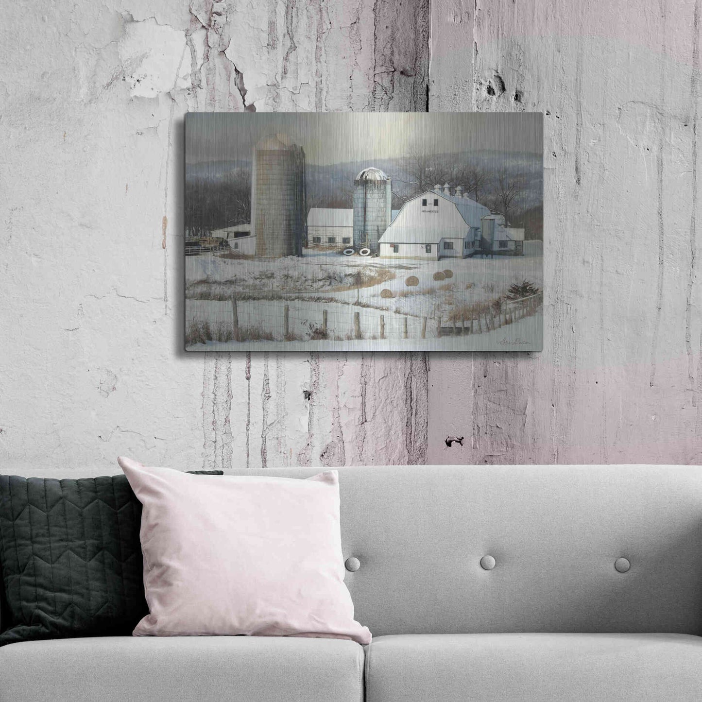 Luxe Metal Art 'The Lake Farm' by Lori Deiter, Metal Wall Art,36x24