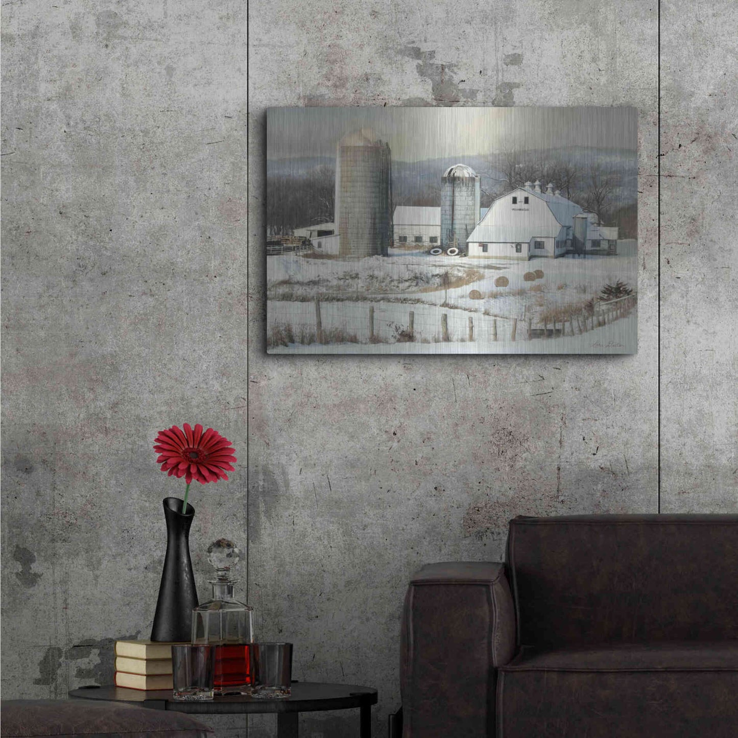 Luxe Metal Art 'The Lake Farm' by Lori Deiter, Metal Wall Art,36x24