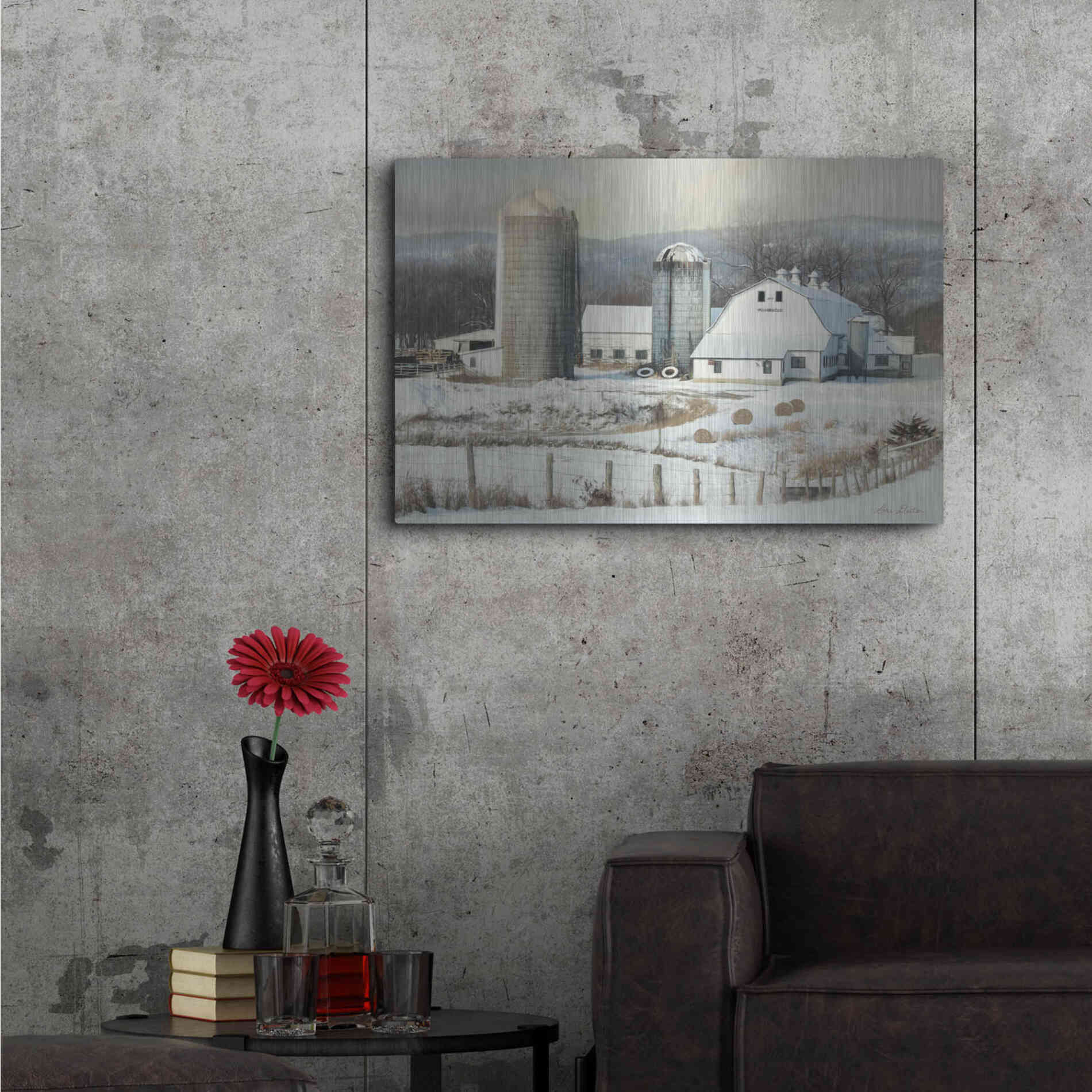 Luxe Metal Art 'The Lake Farm' by Lori Deiter, Metal Wall Art,36x24