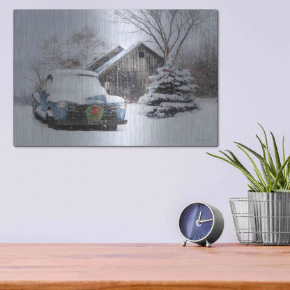 Luxe Metal Art 'Christmas on the Farm' by Lori Deiter, Metal Wall Art,16x12