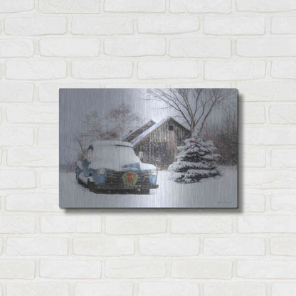 Luxe Metal Art 'Christmas on the Farm' by Lori Deiter, Metal Wall Art,24x16