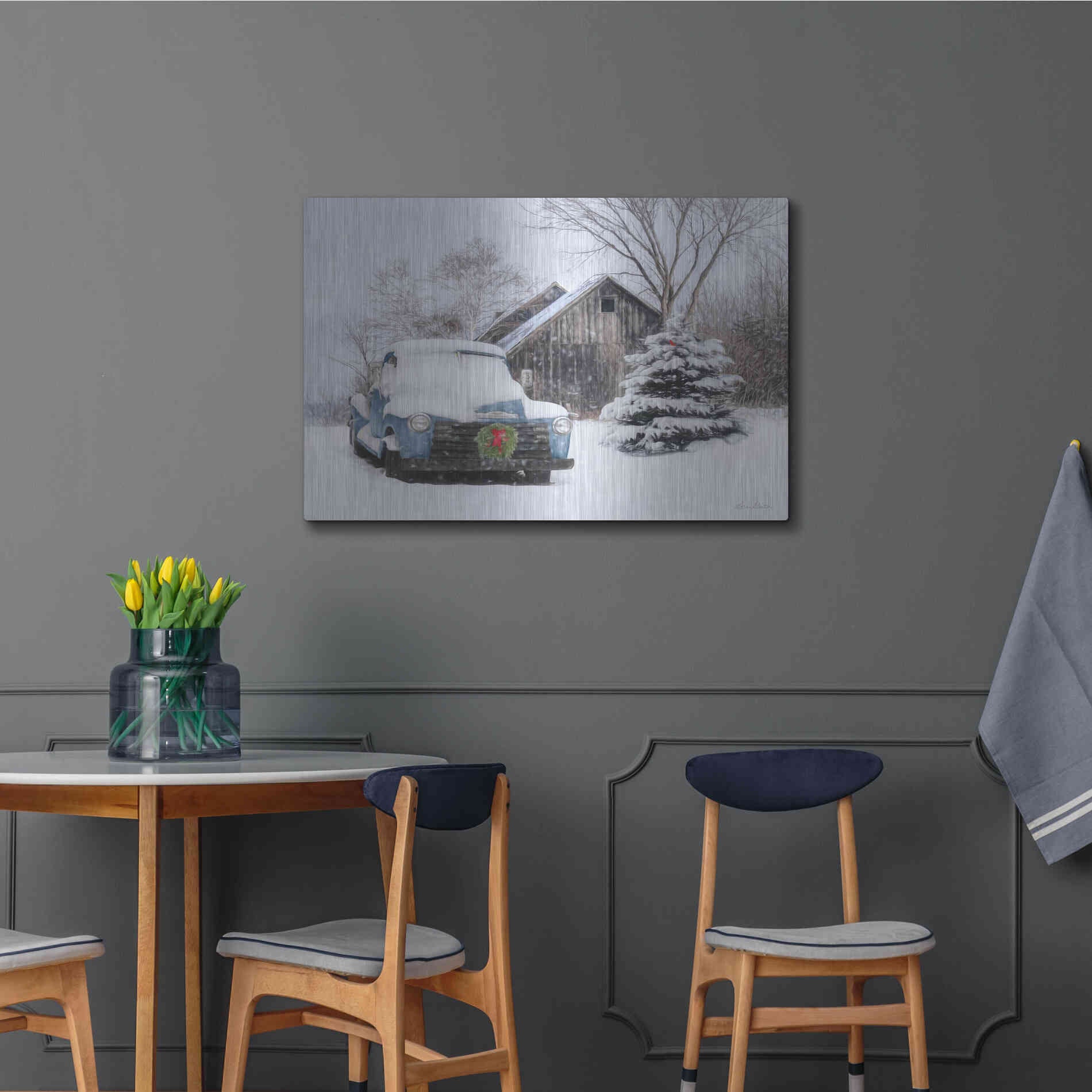 Luxe Metal Art 'Christmas on the Farm' by Lori Deiter, Metal Wall Art,36x24