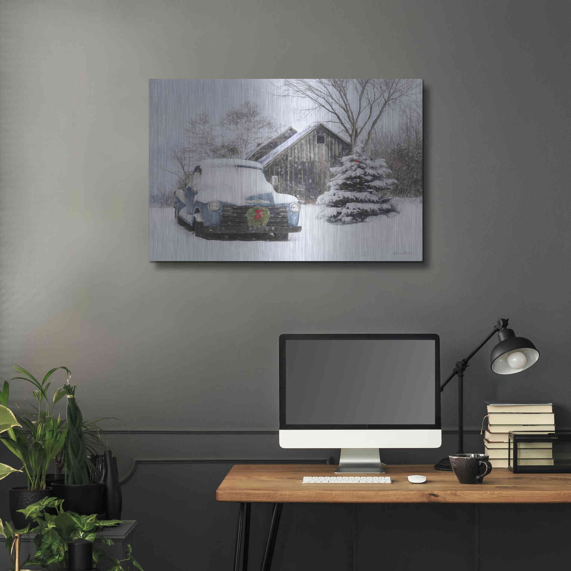 Luxe Metal Art 'Christmas on the Farm' by Lori Deiter, Metal Wall Art,36x24