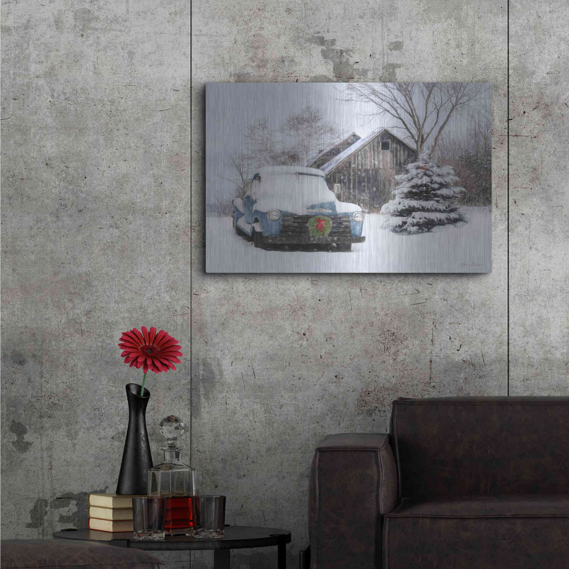 Luxe Metal Art 'Christmas on the Farm' by Lori Deiter, Metal Wall Art,36x24