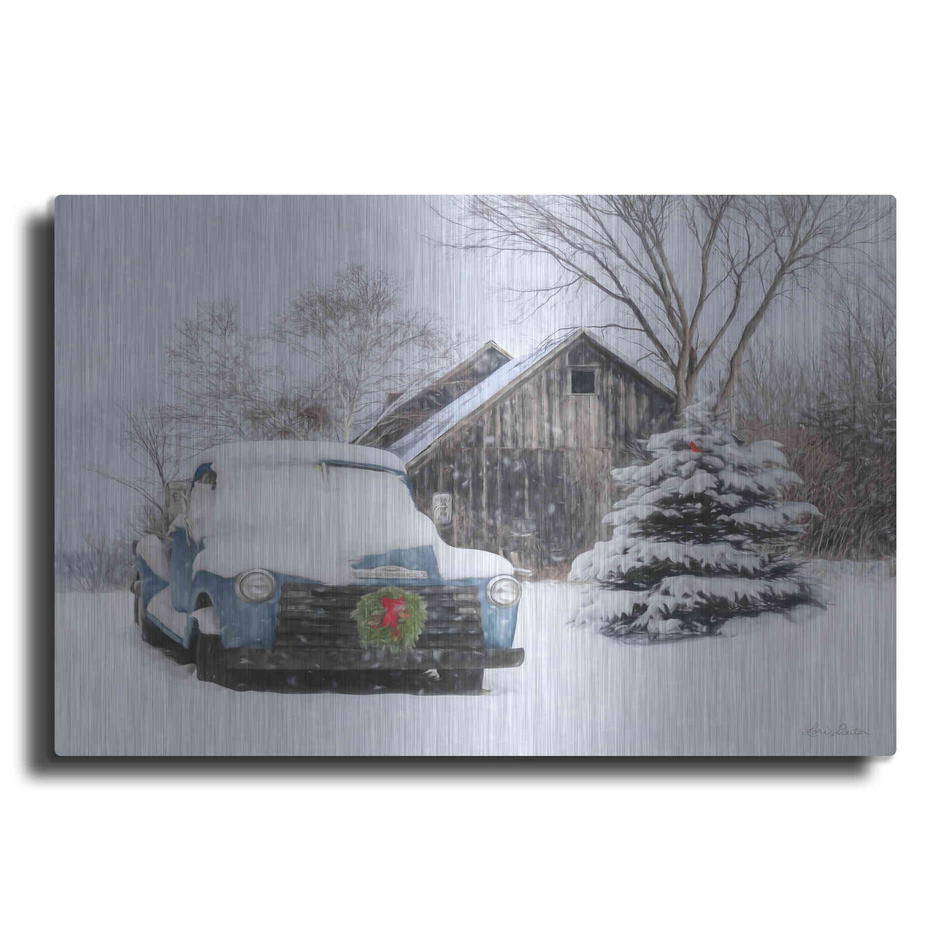 Luxe Metal Art 'Christmas on the Farm' by Lori Deiter, Metal Wall Art