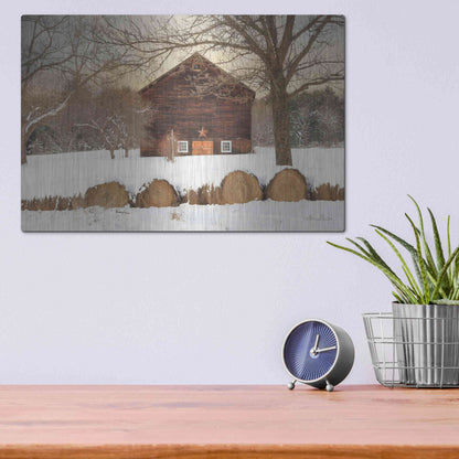 Luxe Metal Art 'Snowy Vermont Barn' by Lori Deiter, Metal Wall Art,16x12