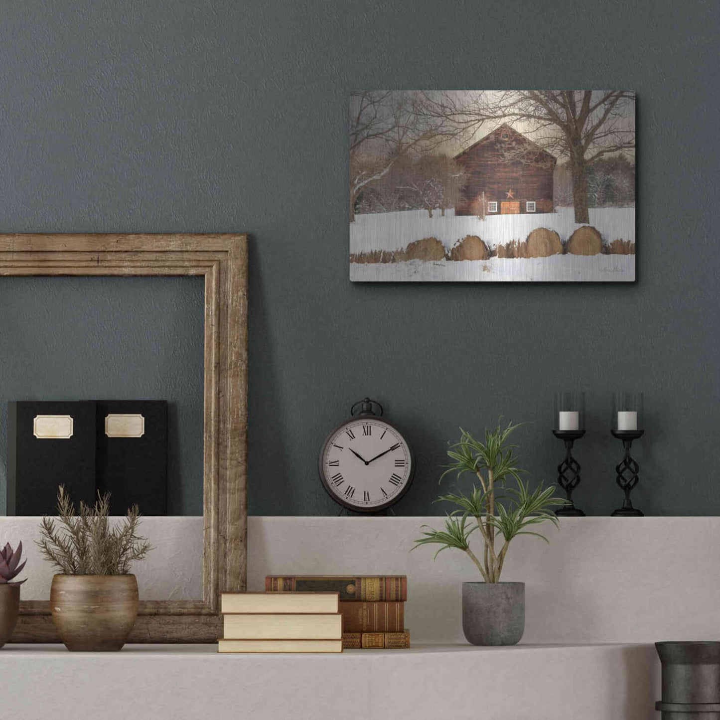 Luxe Metal Art 'Snowy Vermont Barn' by Lori Deiter, Metal Wall Art,16x12