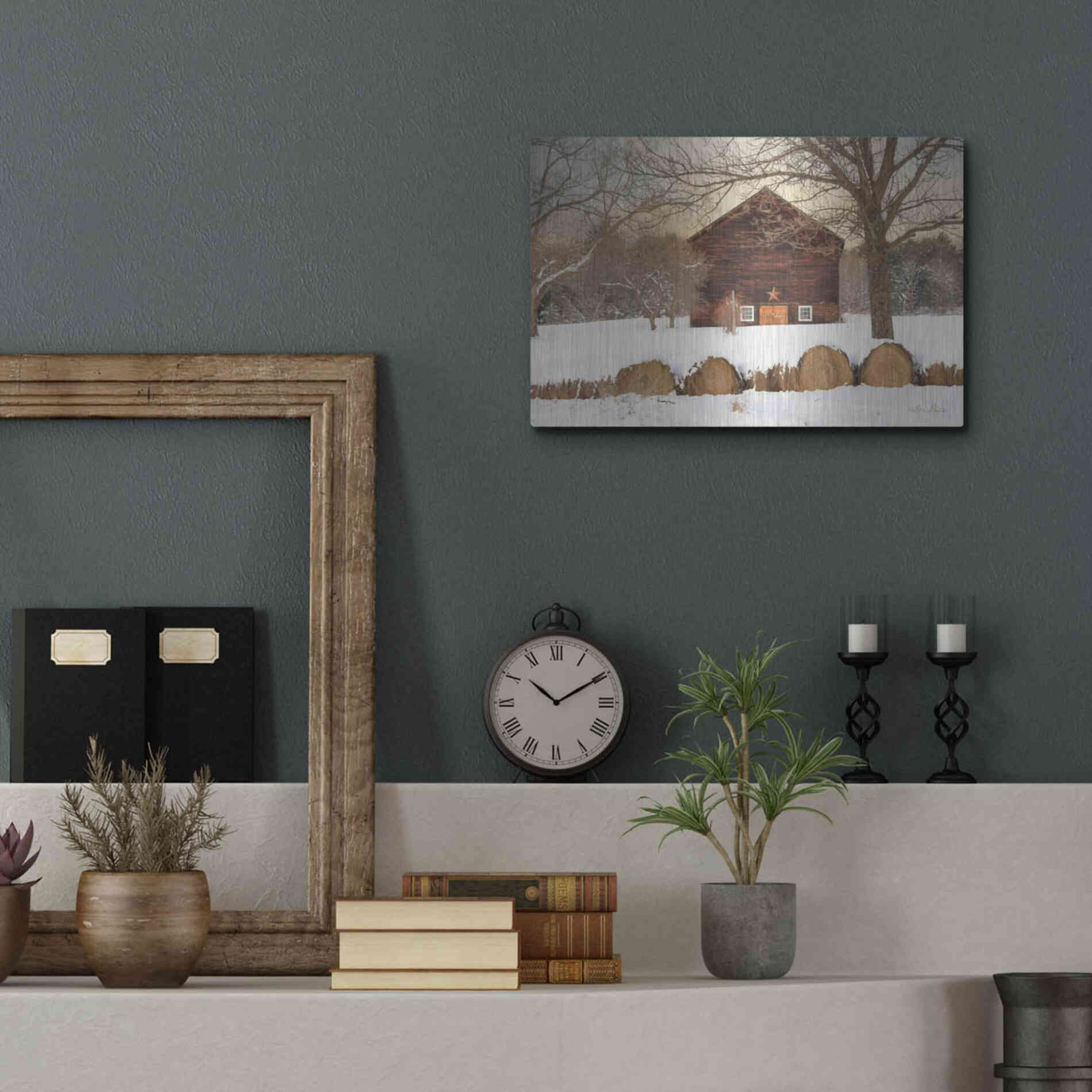 Luxe Metal Art 'Snowy Vermont Barn' by Lori Deiter, Metal Wall Art,16x12