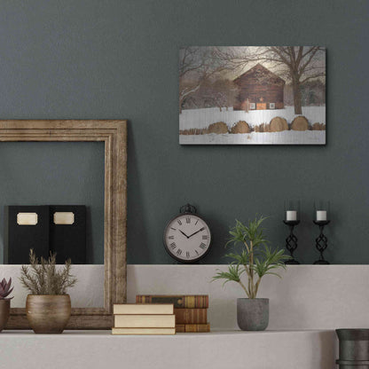 Luxe Metal Art 'Snowy Vermont Barn' by Lori Deiter, Metal Wall Art,16x12