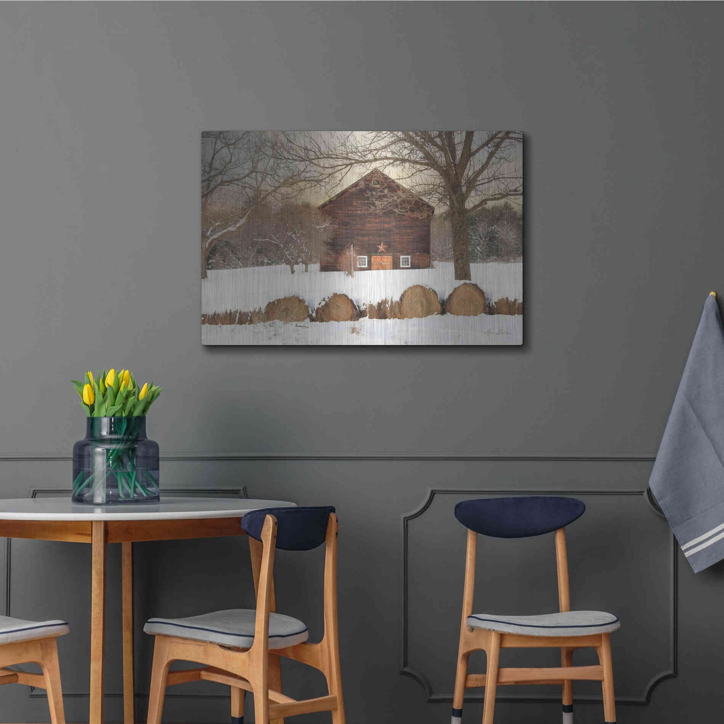 Luxe Metal Art 'Snowy Vermont Barn' by Lori Deiter, Metal Wall Art,36x24