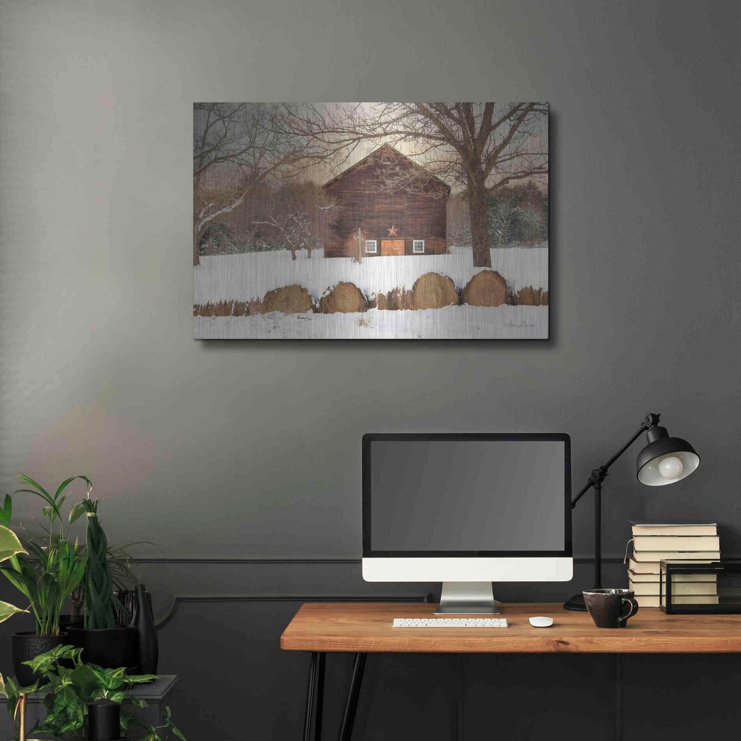 Luxe Metal Art 'Snowy Vermont Barn' by Lori Deiter, Metal Wall Art,36x24