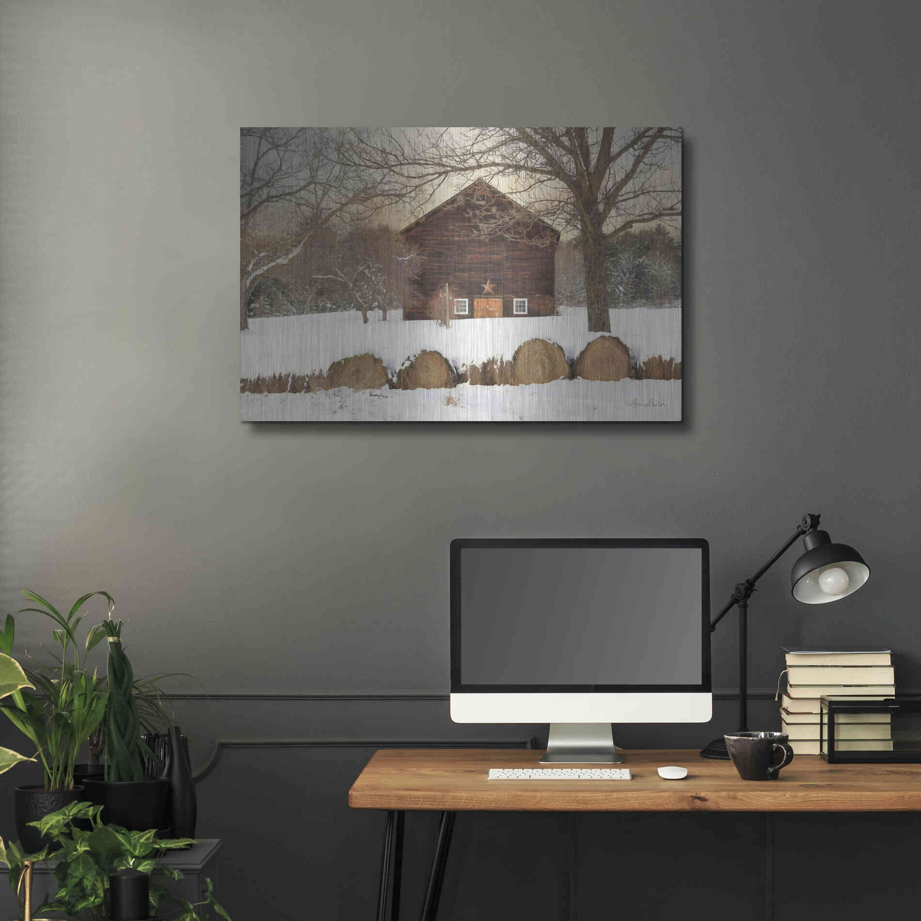 Luxe Metal Art 'Snowy Vermont Barn' by Lori Deiter, Metal Wall Art,36x24