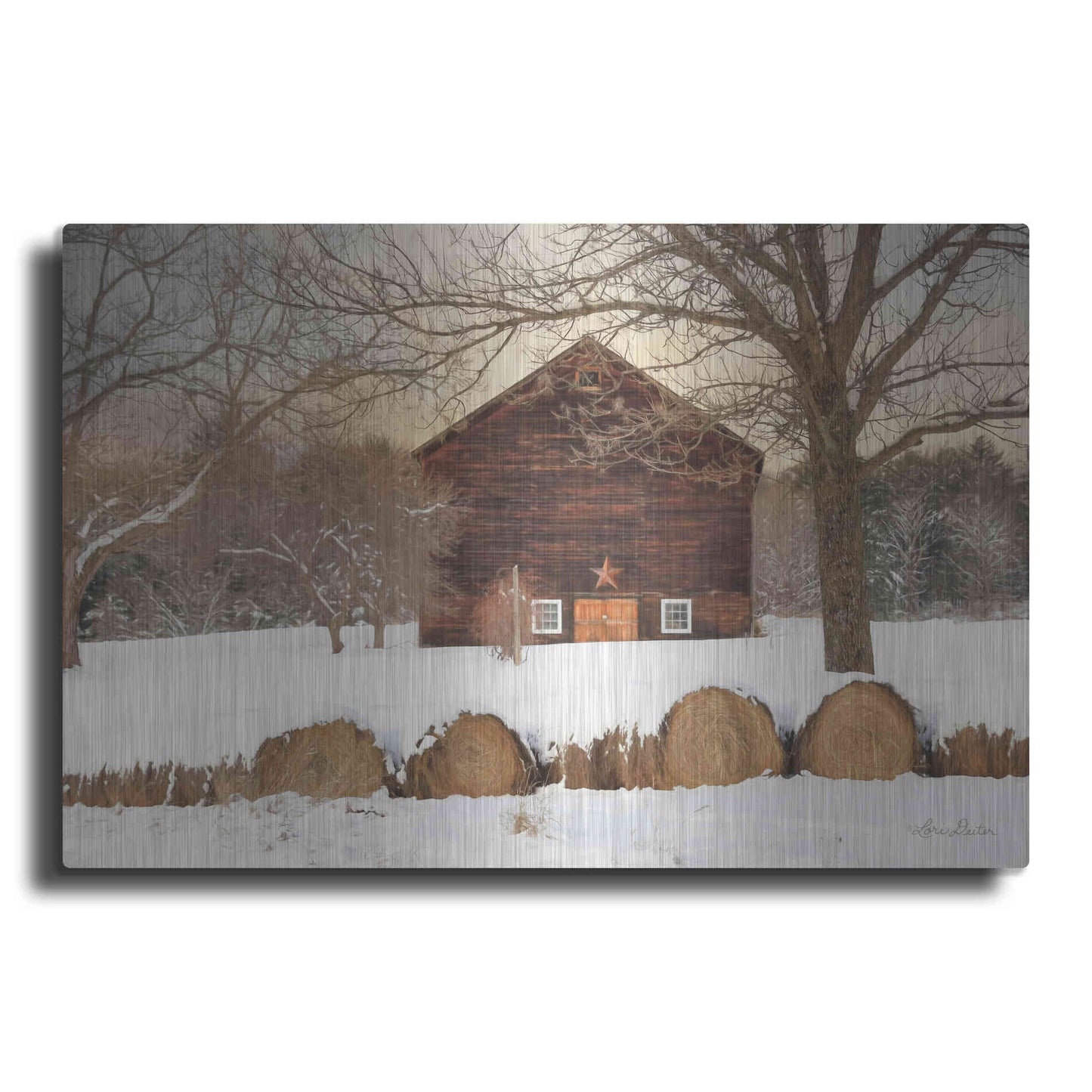 Luxe Metal Art 'Snowy Vermont Barn' by Lori Deiter, Metal Wall Art